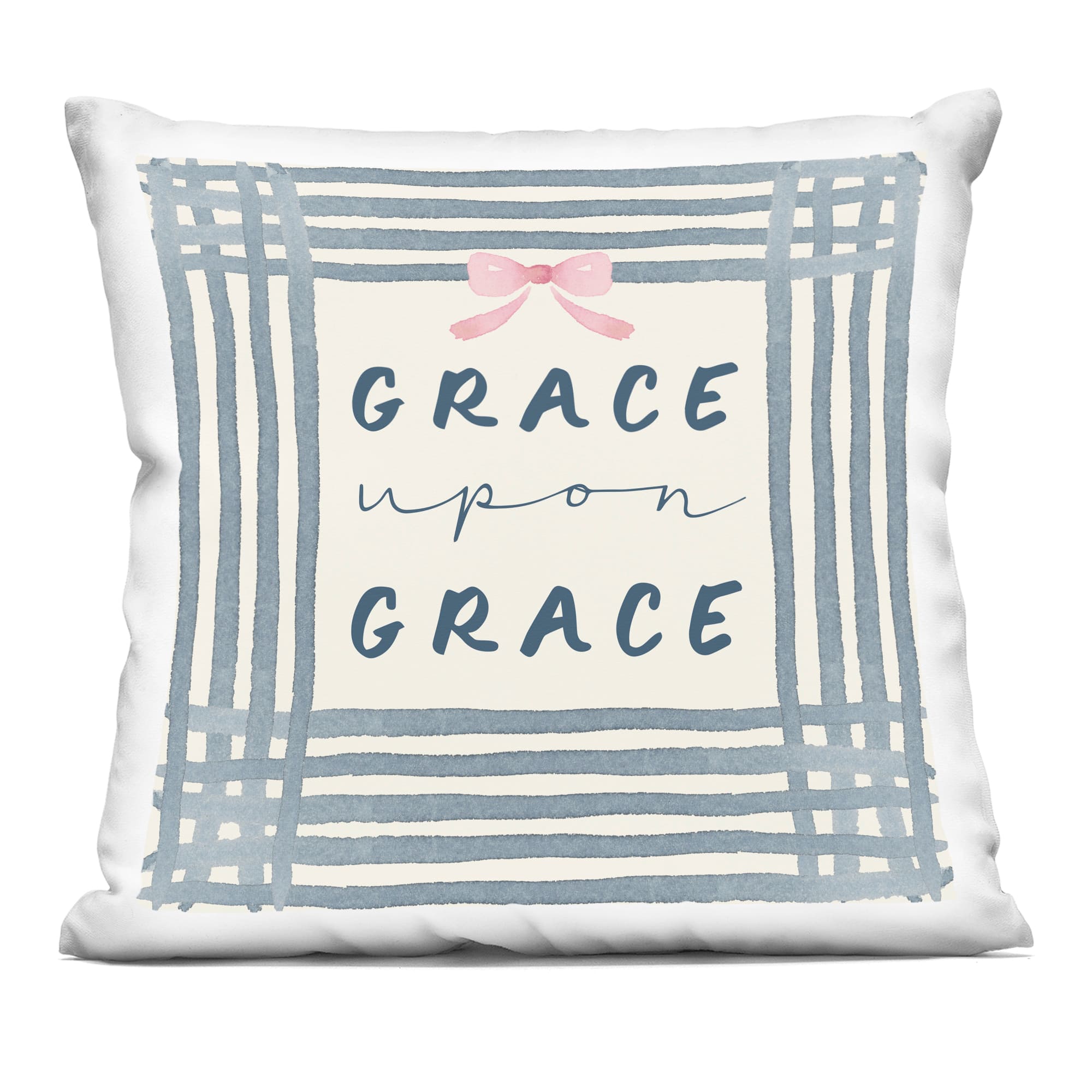 Stupell Industries  Upon Grace with Pink Bow Decorative Printed Throw Pillow design by Blue Chair Blessing 18 x 18