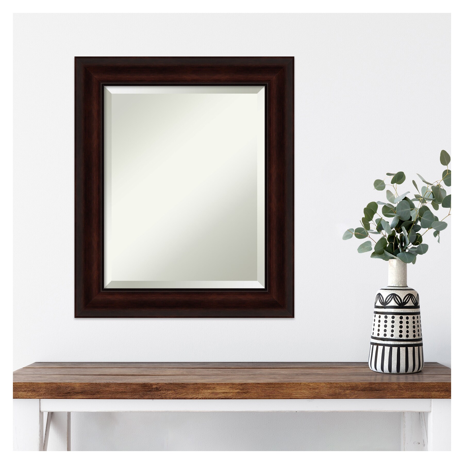 Amanti Art Coffee Bean Brown Framed Wall Mirror - 21.12 x 25.12 in