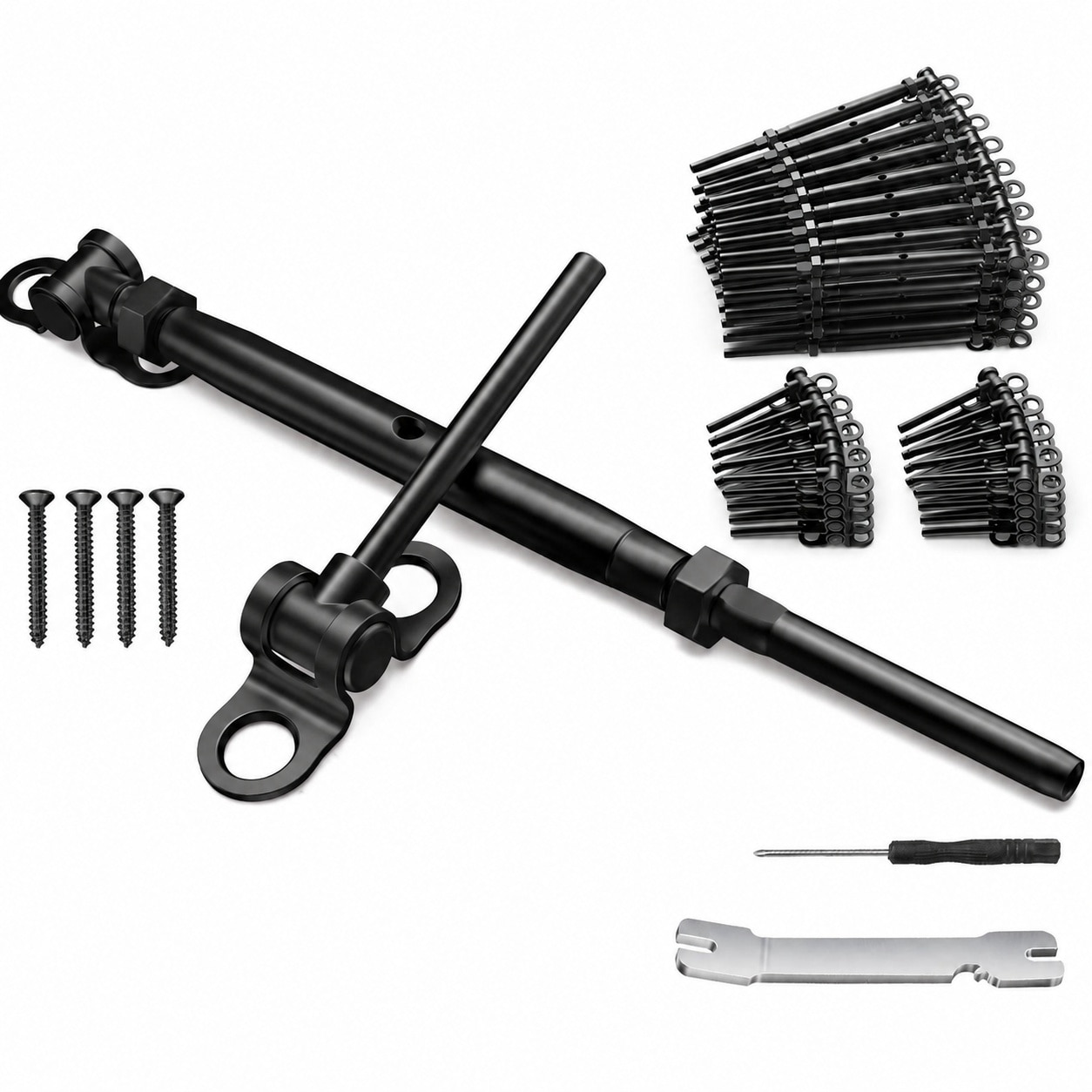 Aoibox  50 Pair 1 8 in Cable Railing Hardware Kit with Swage Toggle Turnbuckle Adjustable Angle Fittings T316