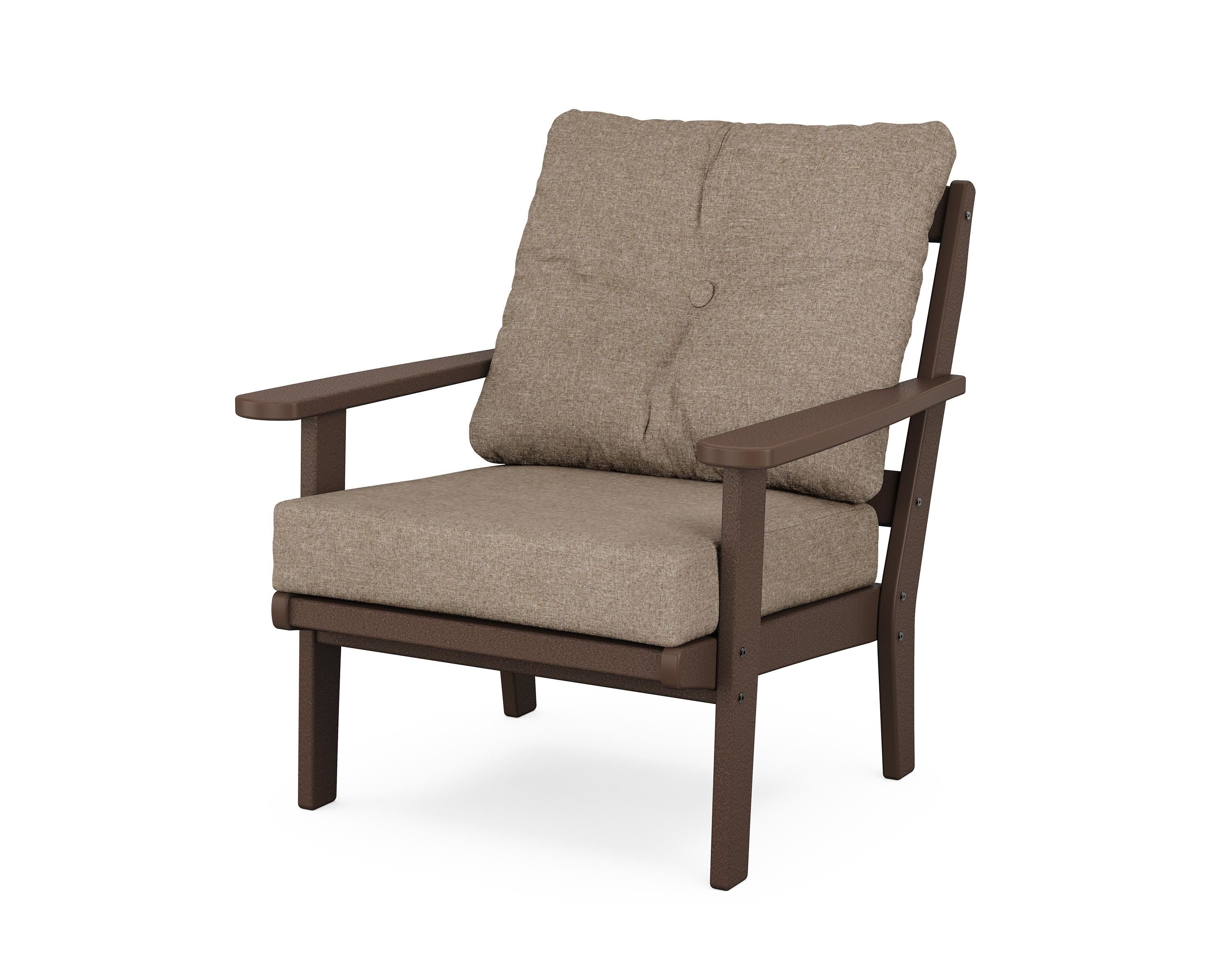 POLYWOOD 4441-MA146010 Mission Mahogany Plastic Frame Stationary Conversation Chair with Brown Slat Seat