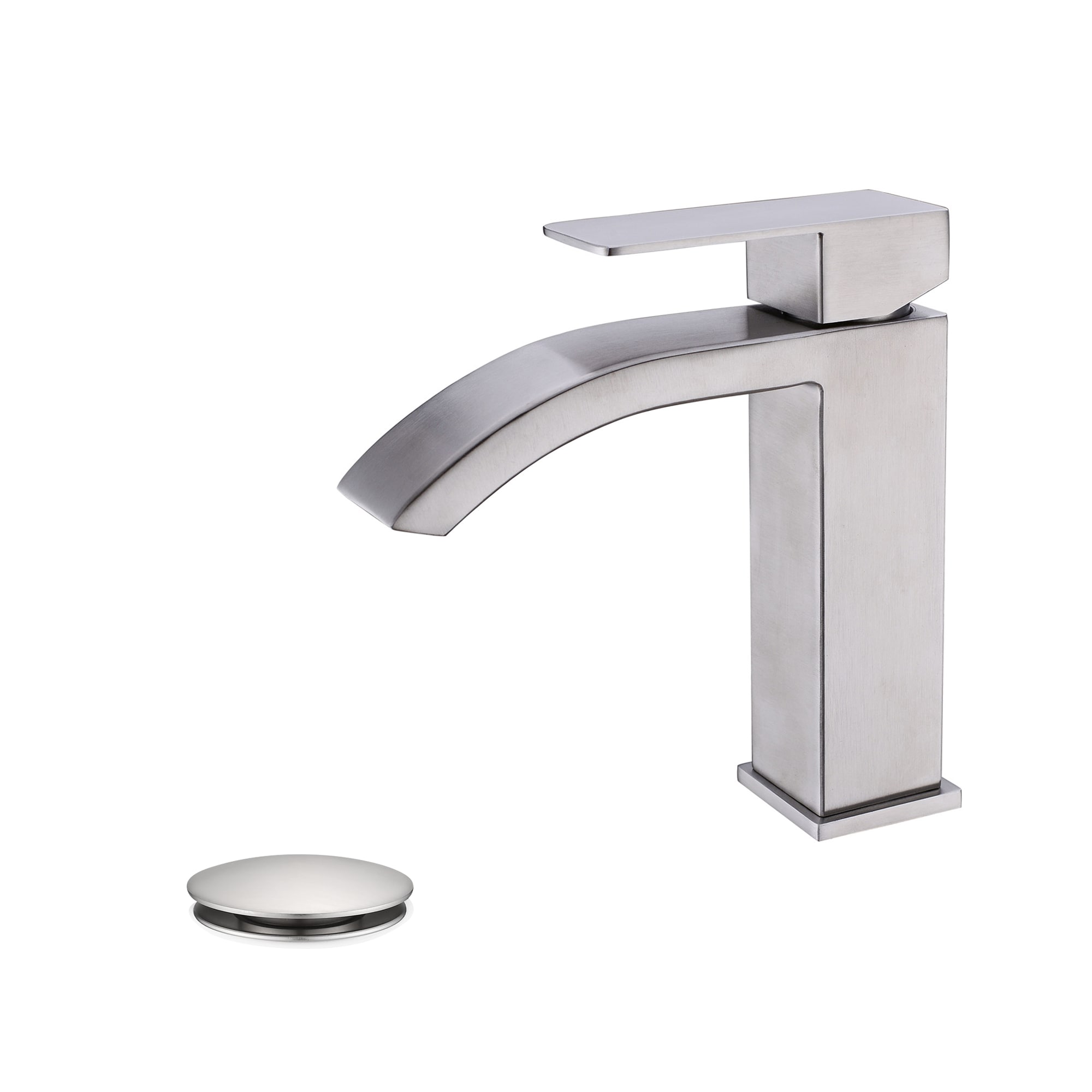 GLANZEND -  Brushed Nickel Single Handle Bathroom Sink Faucet Pop Up Drain Supply Lines