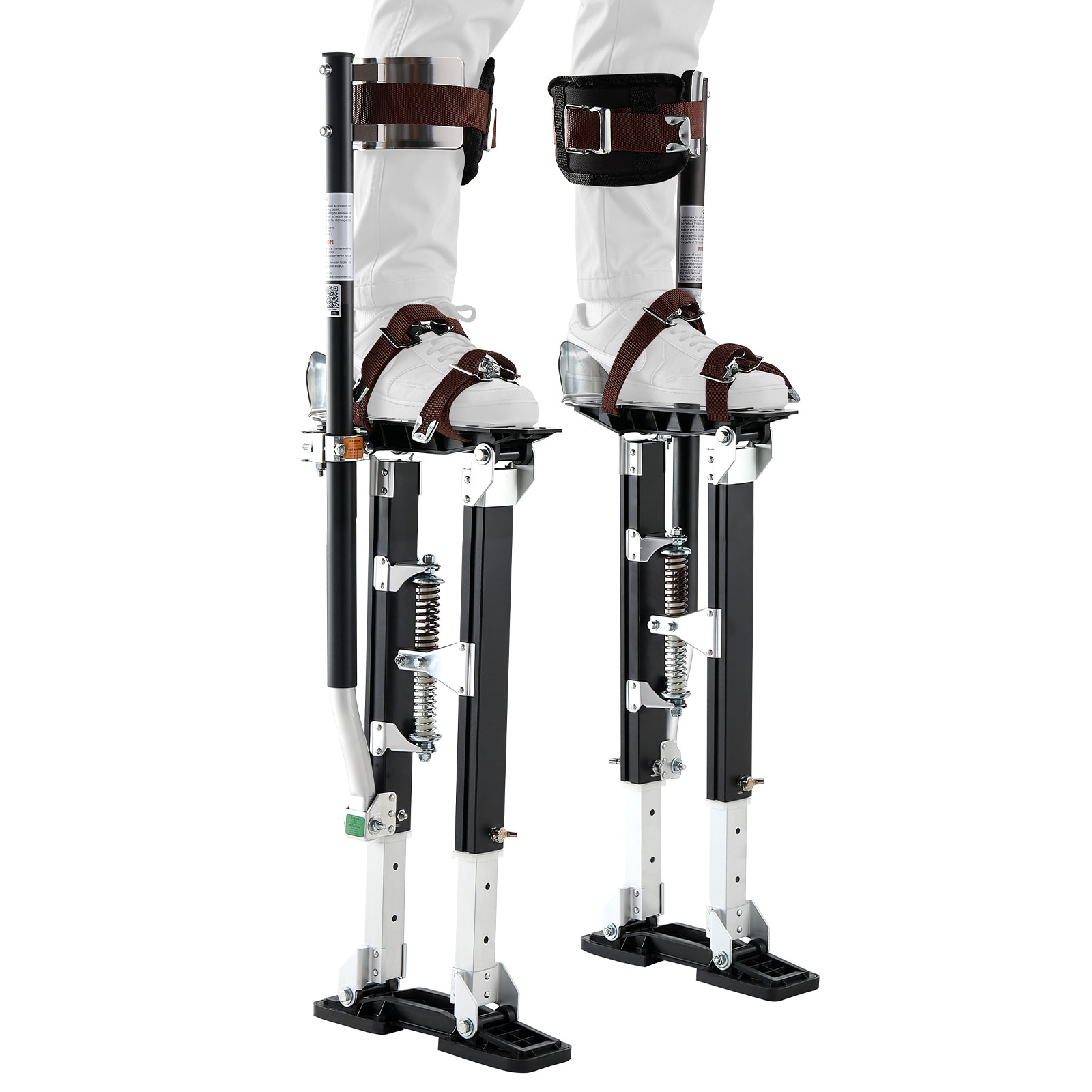 VEVOR Drywall Stilts 19.1-31.1 in Adjustable Aluminum Painter Stilts 228 lbs Load Capacity Non-Slip Rubber Feet Dual Spring Shock Absorption Comfortable Leg Straps for Painting Decoration Black
