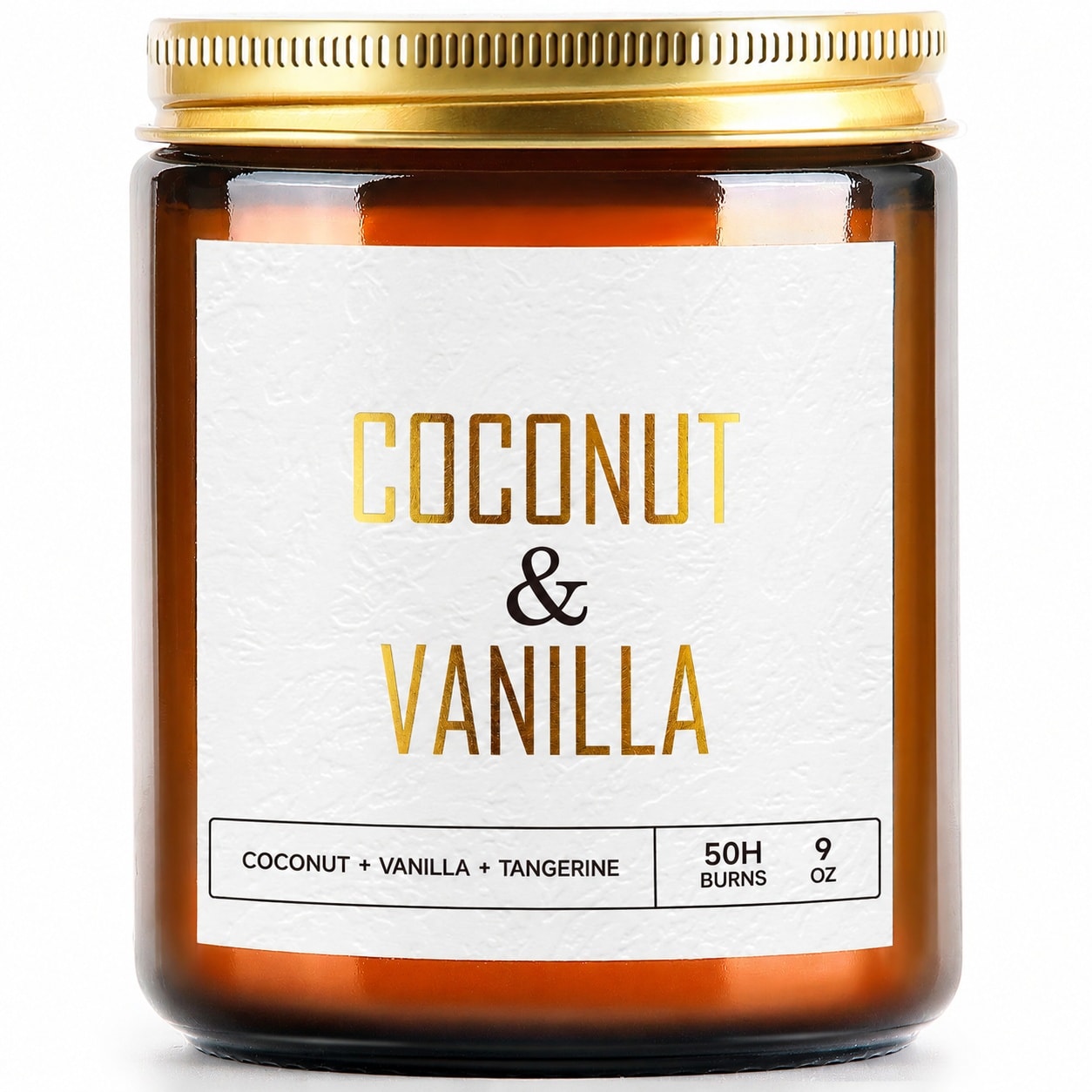 Aoibox  9 oz Coconut Vanilla Soy Wax Scented Candle with Tonka Bean Fragrance 50 Hour Burn Time Gold Accent Jar