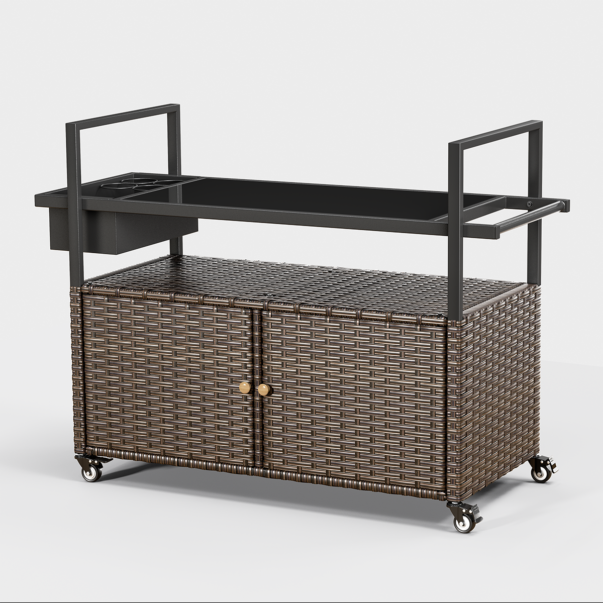Rilyson FSNMBR1701 Mobile Rectangle Wicker Outdoor Dining 20.5-in W x 49.2-in L
