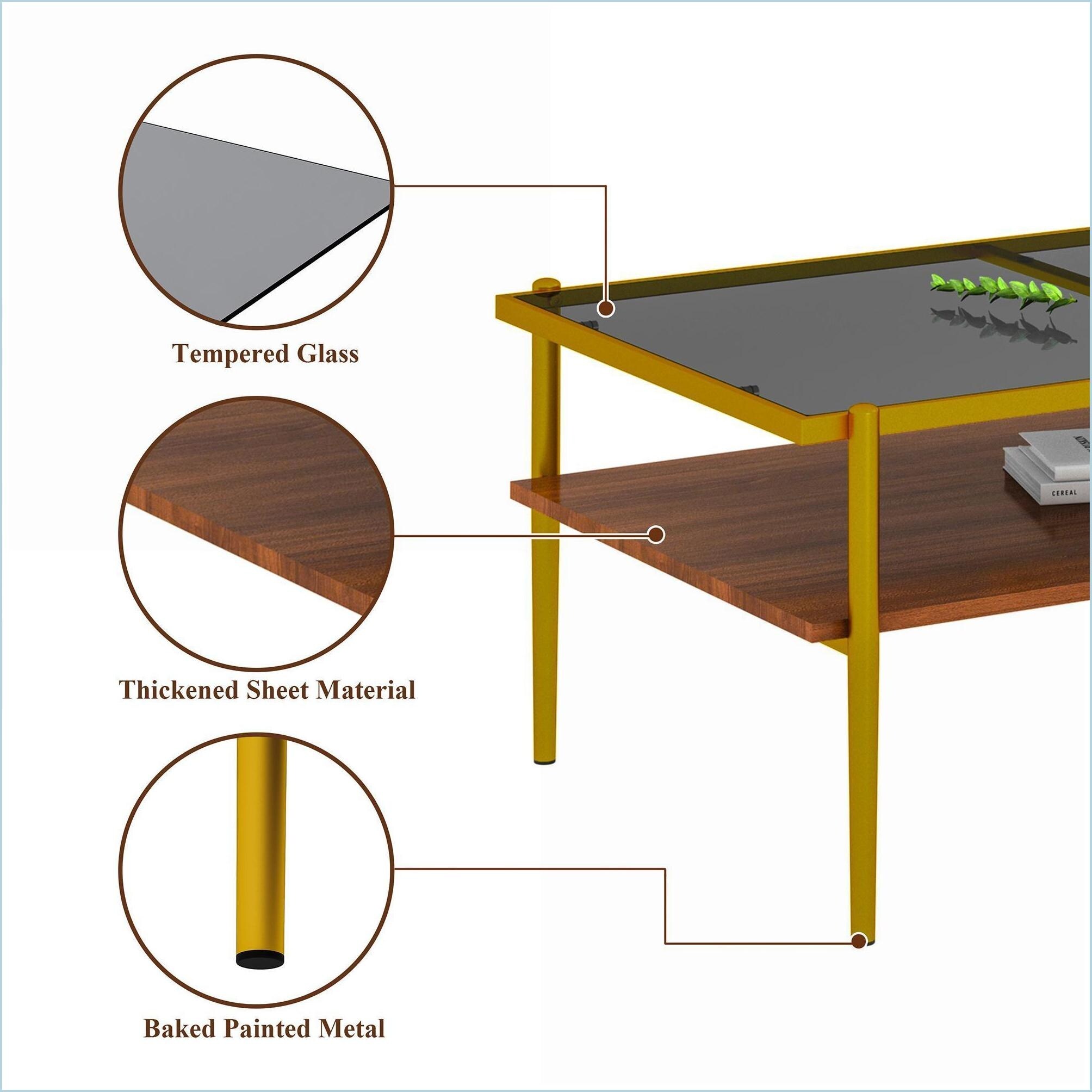 Watnature Modern Gray Tempered Glass Coffee Table Set Easy Clean ...