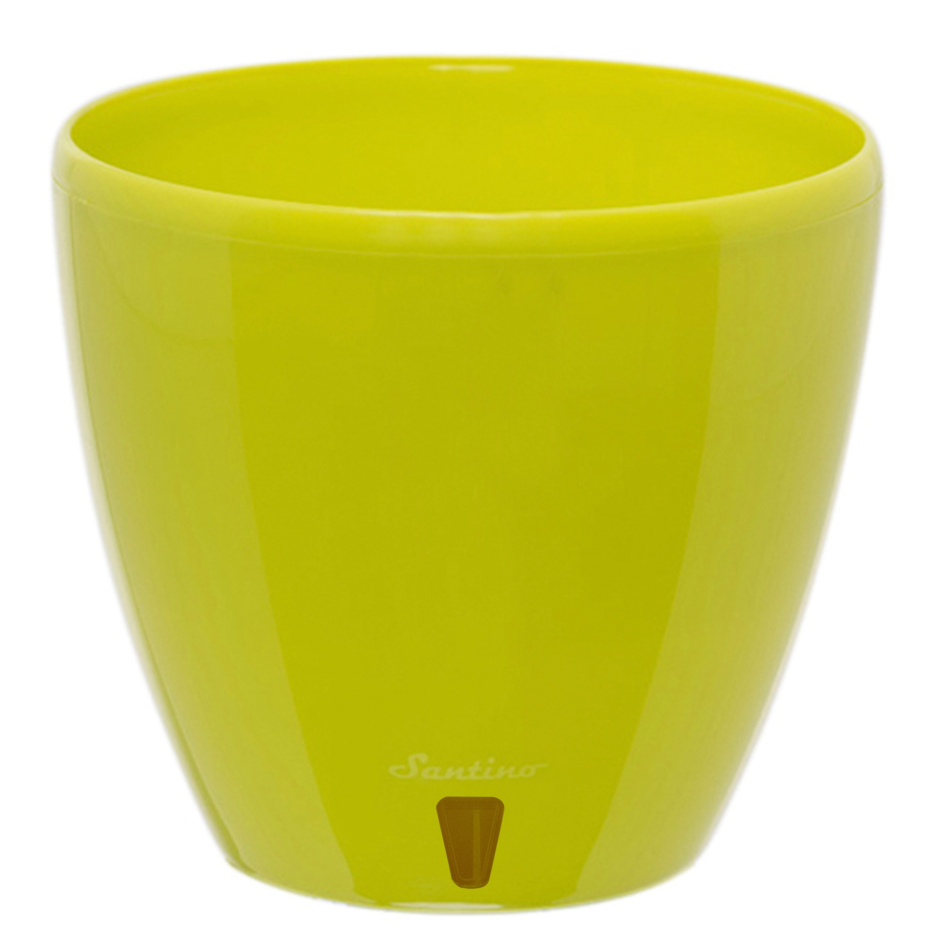 Decopots DTW55LIME Round 4.9-in W Small Yellow Plastic Indoor/Outdoor Planter with Self Watering