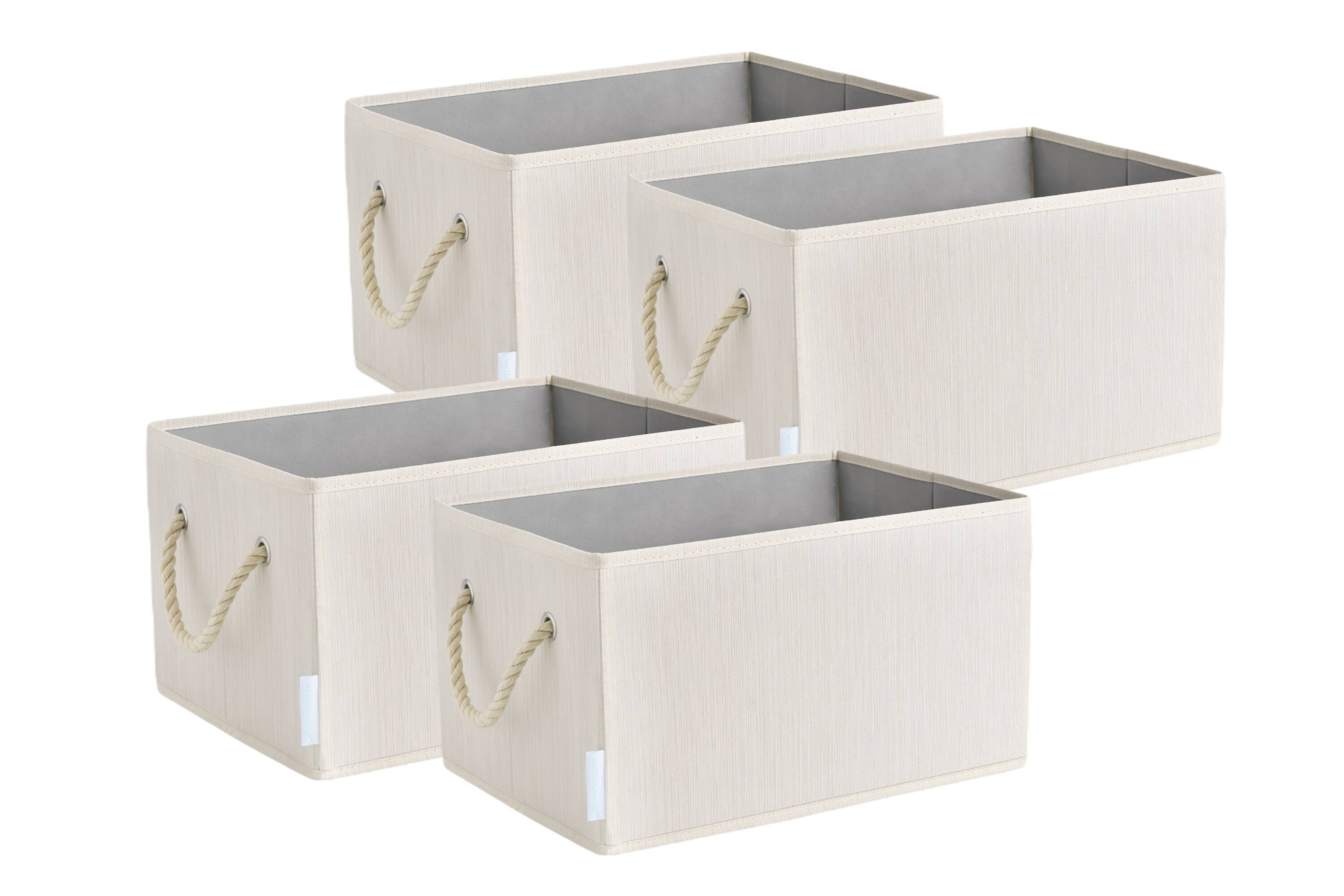 we think storage 2-WTS-BAM20IV0 4 -Pack ( 8.25-in W x 14.75-in H x 10.25-in D ) Ivory Polyester Collapsible Bin