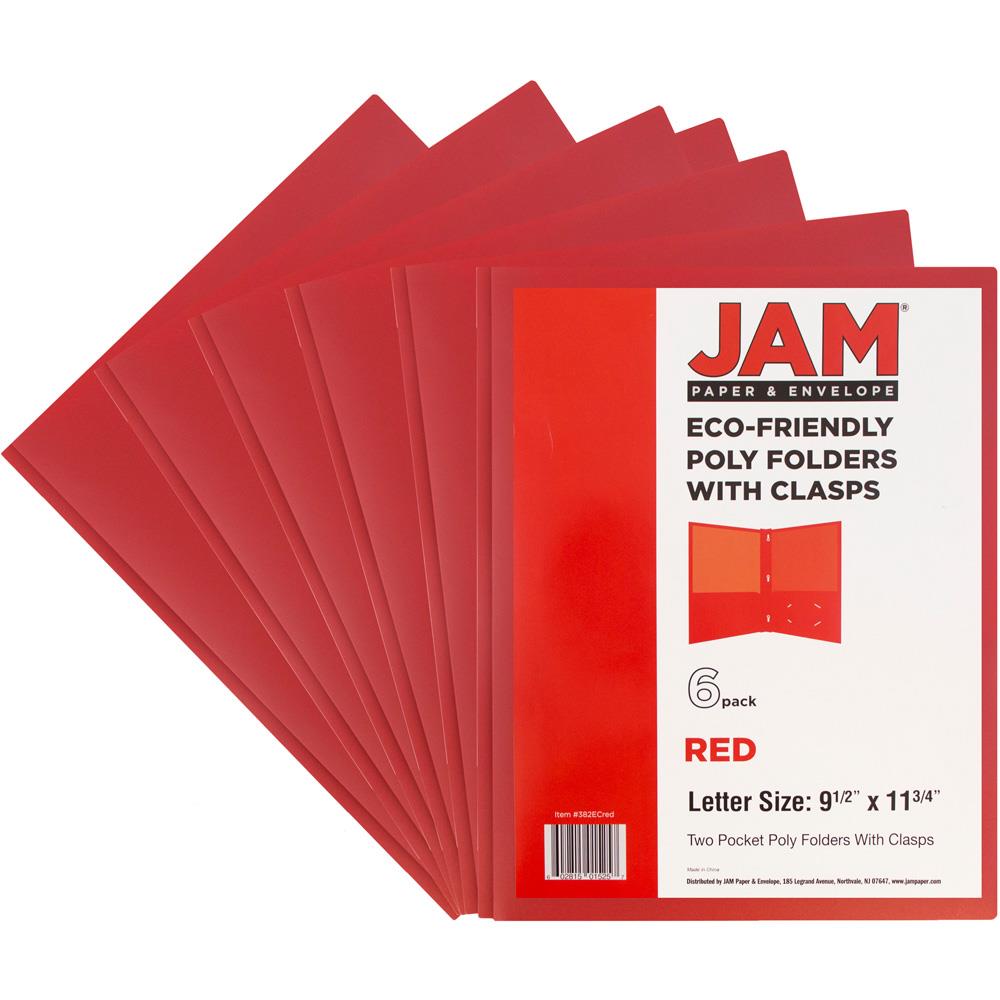 6/pack Blue JAM PAPER Plastic 2 Pocket School POP Folders 