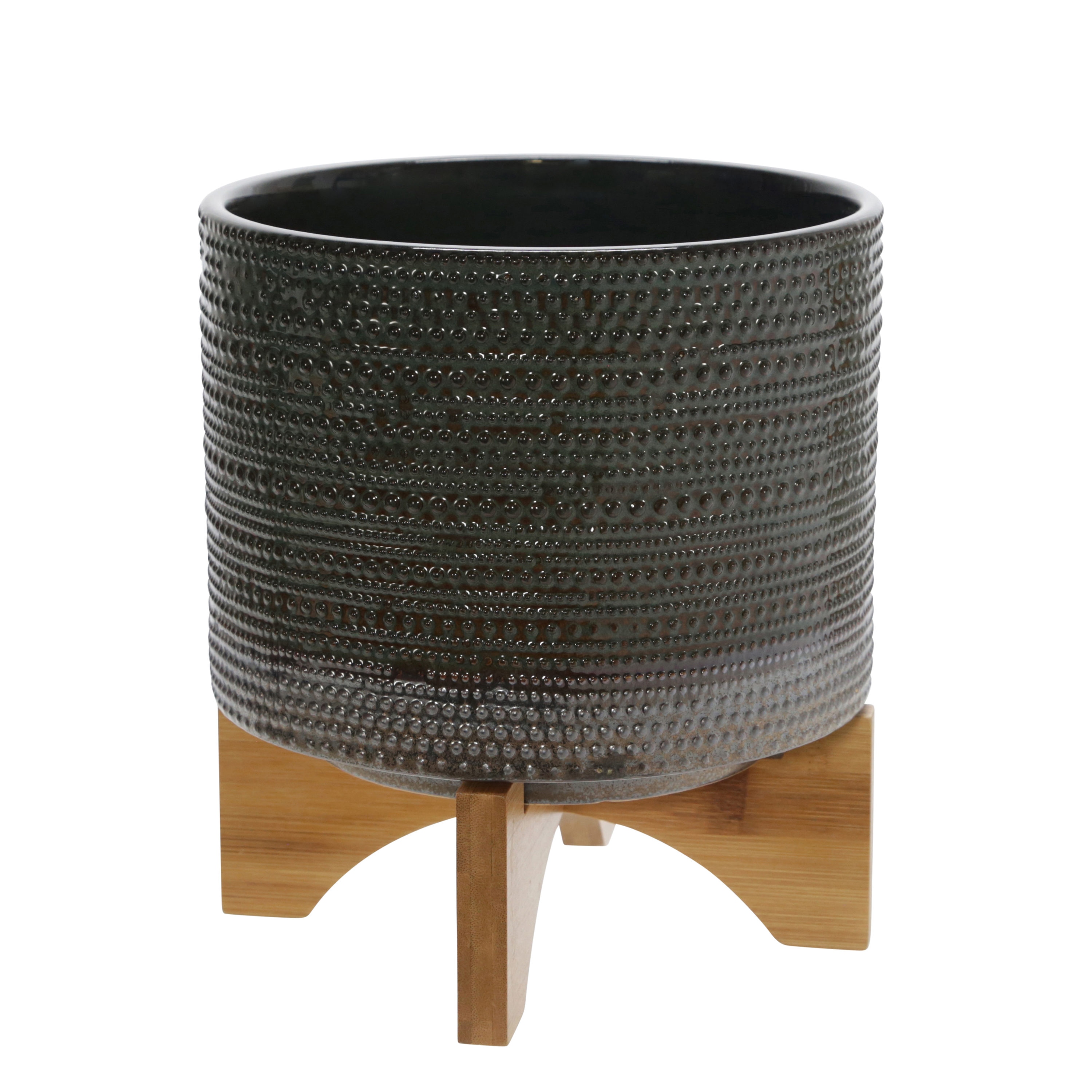 Sagebrook Home 15349-02 Round 8.0-Inches W Small Green Ceramic Indoor/Outdoor Planter