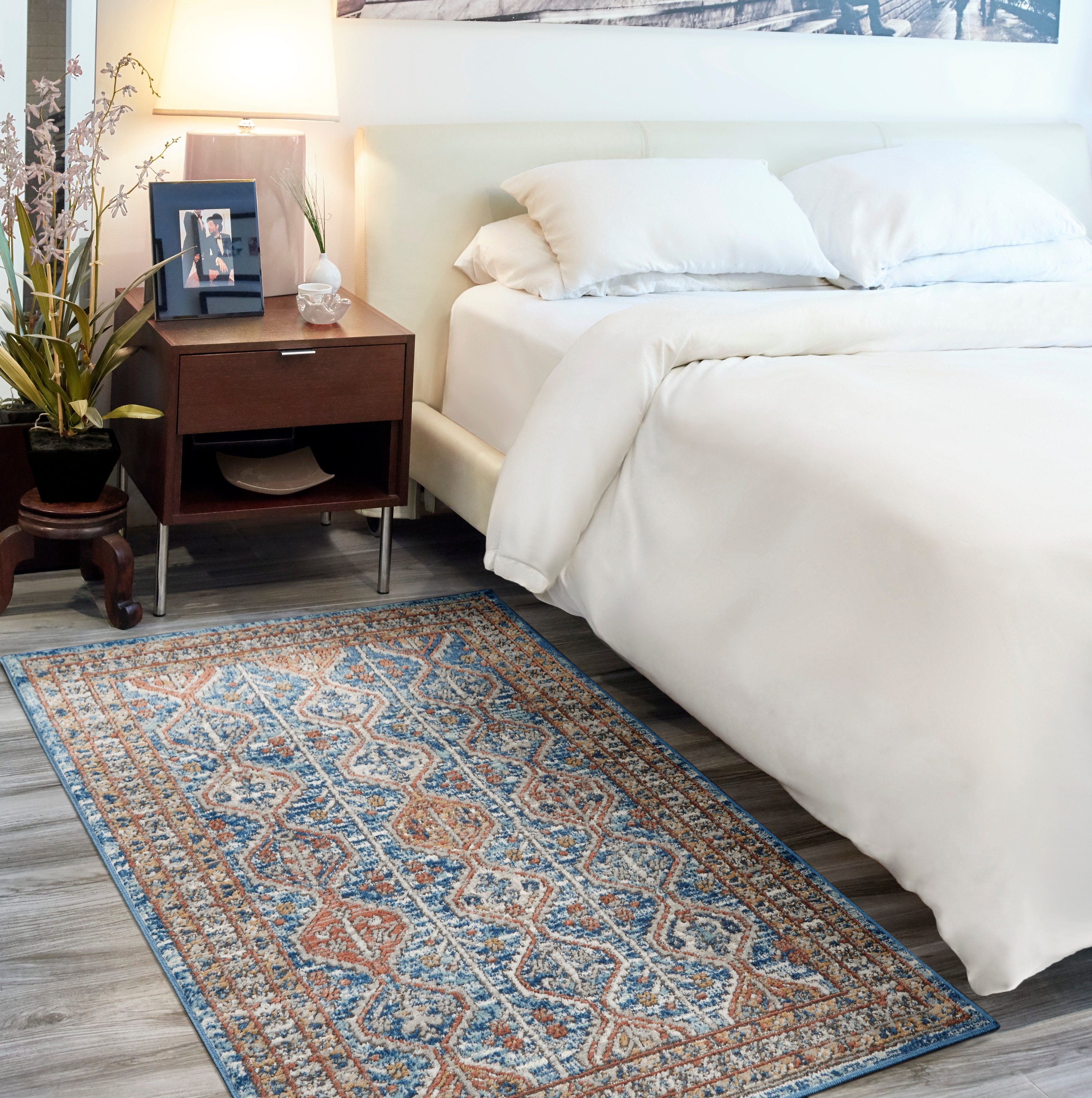Nourison 099446825889 Concerto 3 x 5 (ft) Loomed Polypropylene Blue/Multi Rectangular Indoor Border Area rug