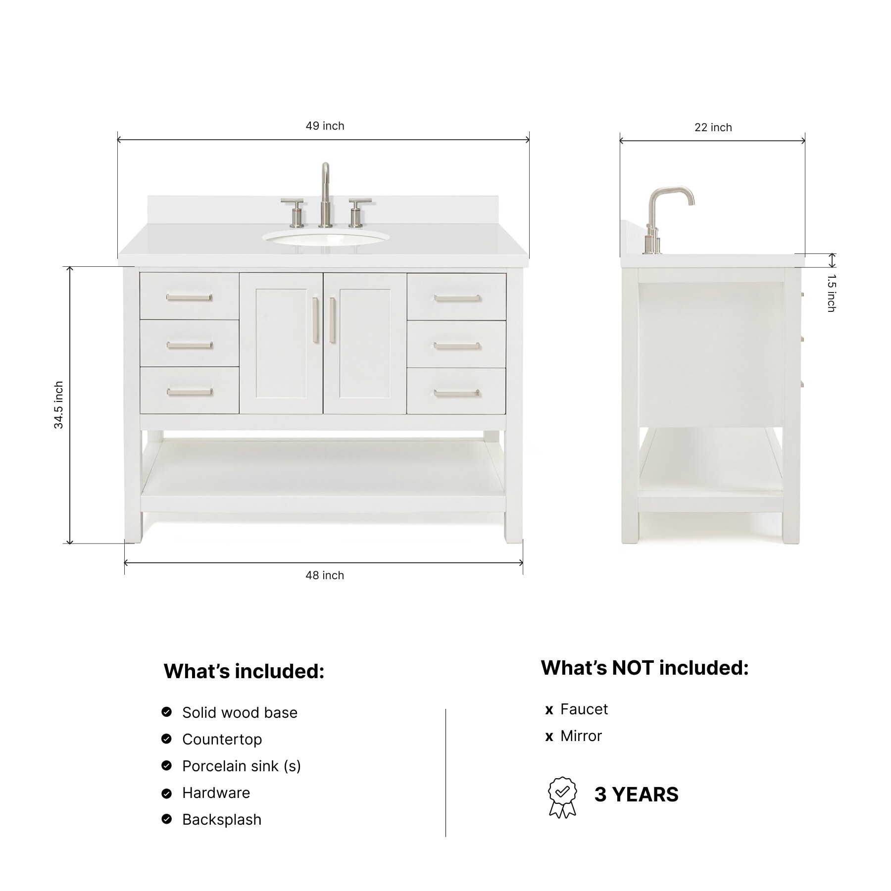 ARIEL S049SWQOVOWHT Bath-Vanity-Combo - View #3