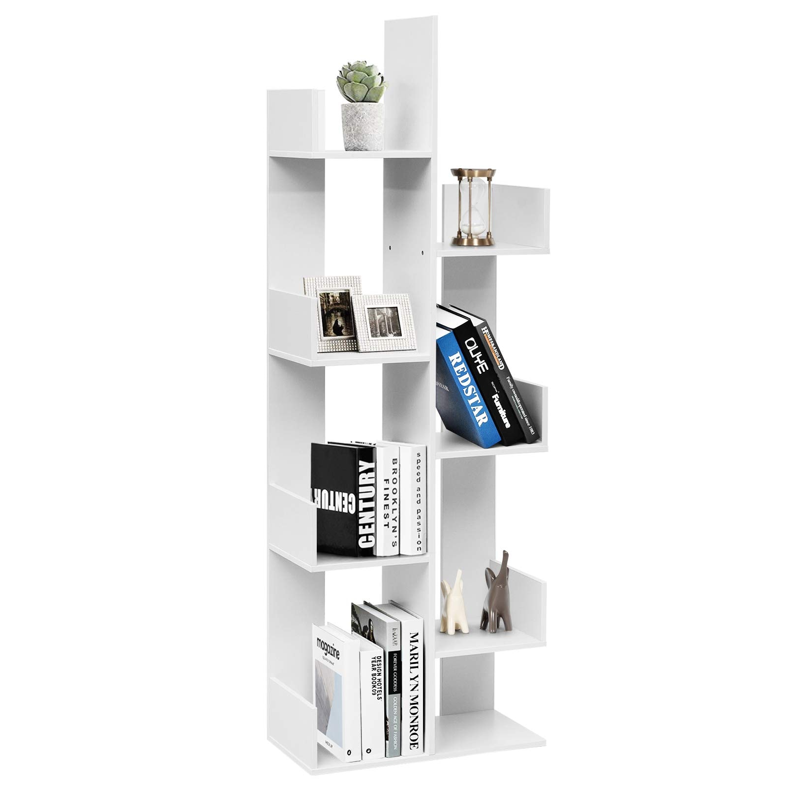 FurniFusion BK-DFF-2007 White MDF 8 -Shelf Bookcase ( 20-Inches W x 57-Inches H x 10-Inches D ) Finished