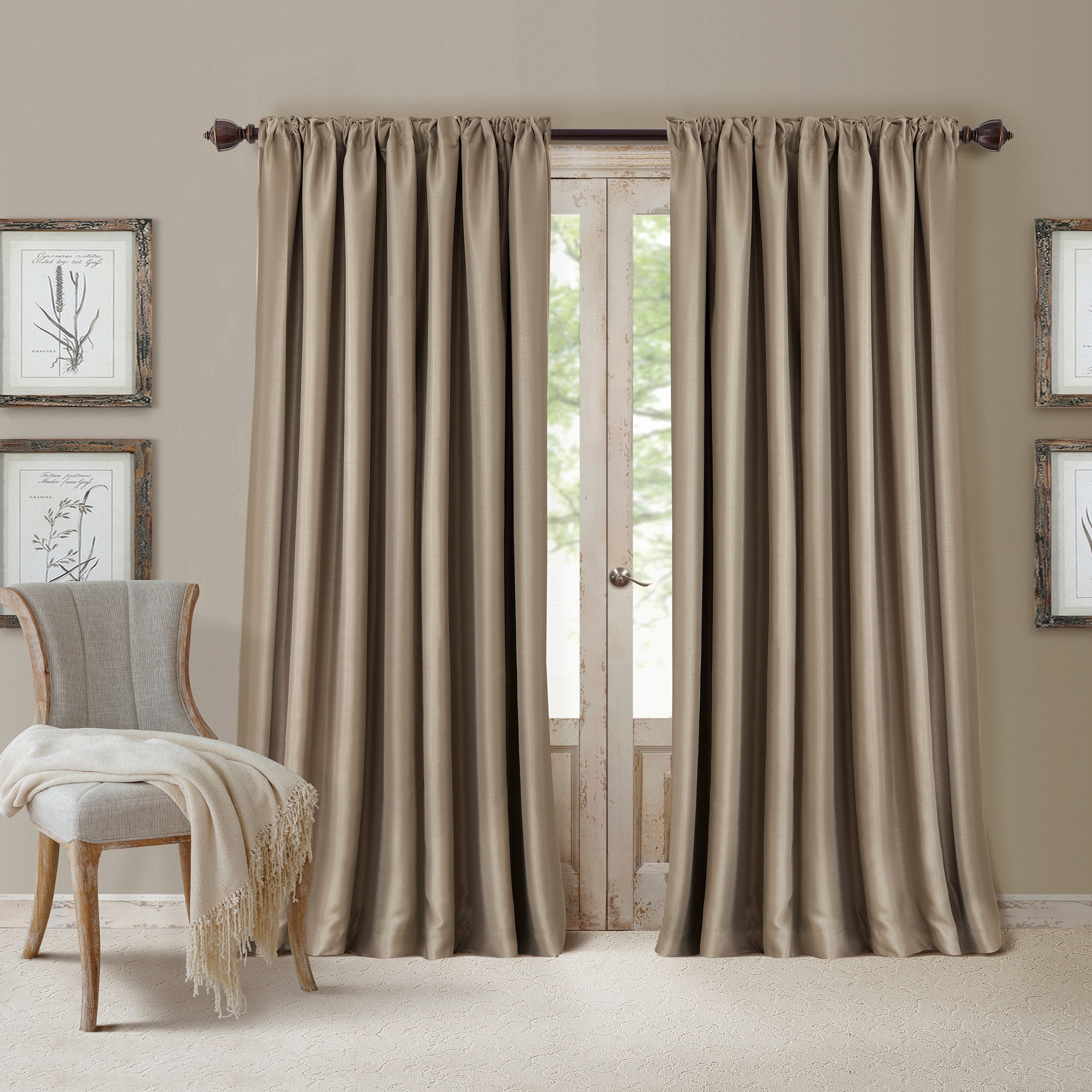 Elrene Home Fashions 108-in Taupe Blackout Interlined Rod Pocket Single  Curtain Panel in the Curtains & Drapes department at