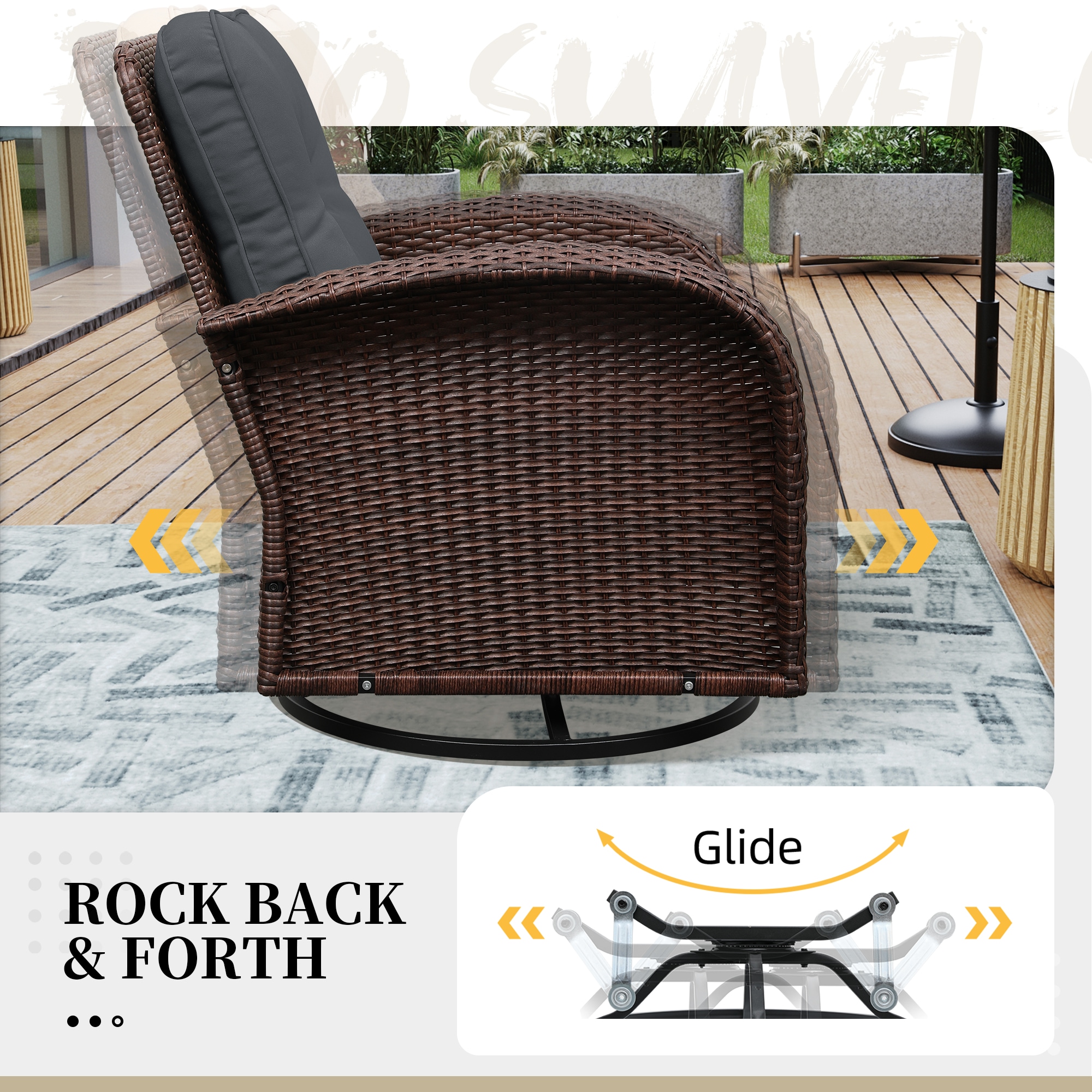 UPHA Y11BR-DGRAY Patio-Conversation-Sets - View #5