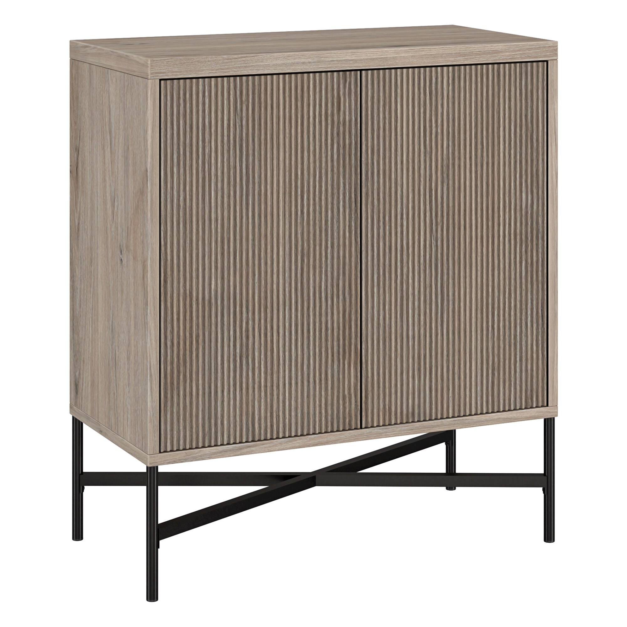 Evelyn&Zoe Brighton 28" Wide Rectangular Accent Cabinet, Antiqued Gray Oak