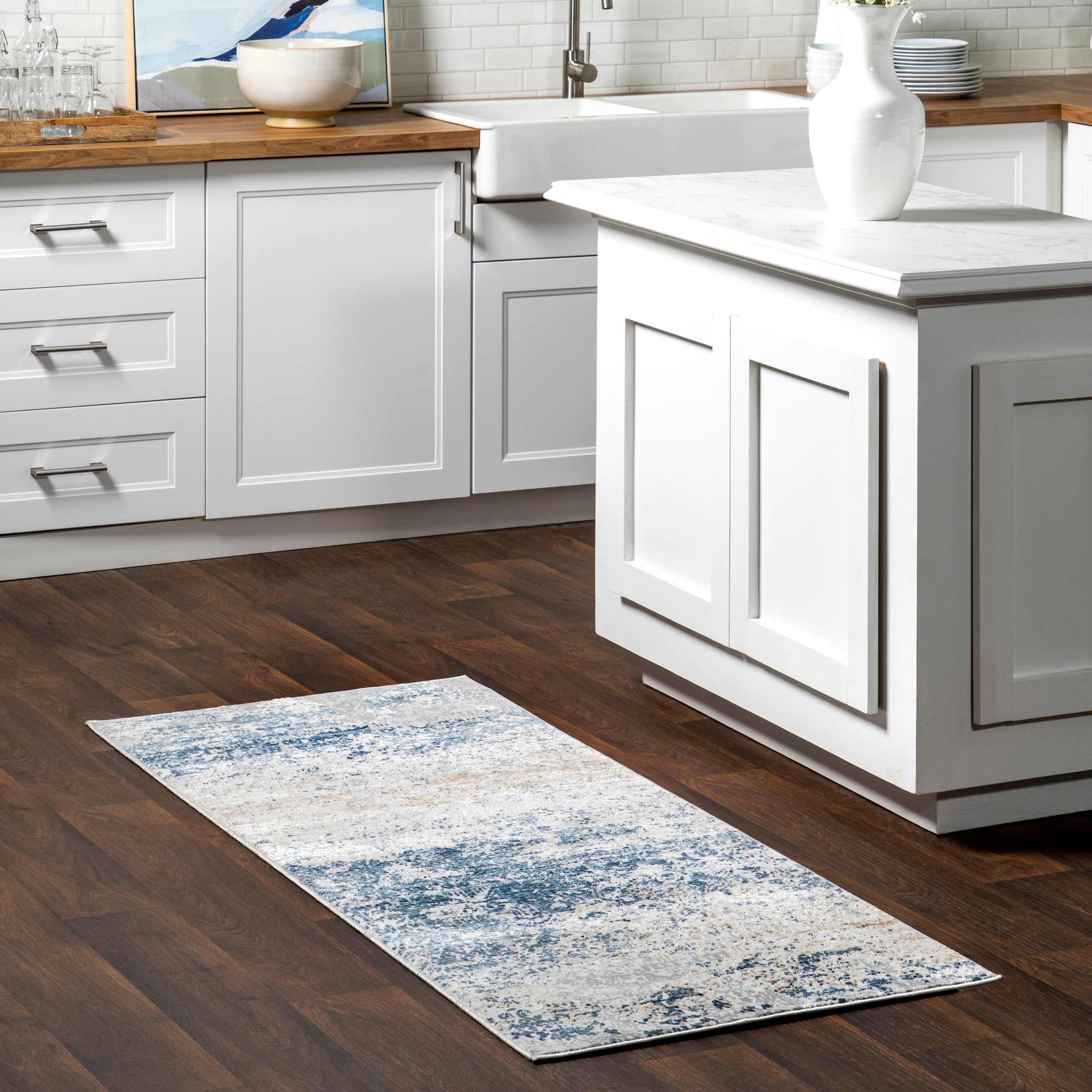 nuLOOM ERTR06A-2606 Wilde 2 x 6 (ft) Loomed Polypropylene Blue Rectangular Indoor Abstract Runner rug