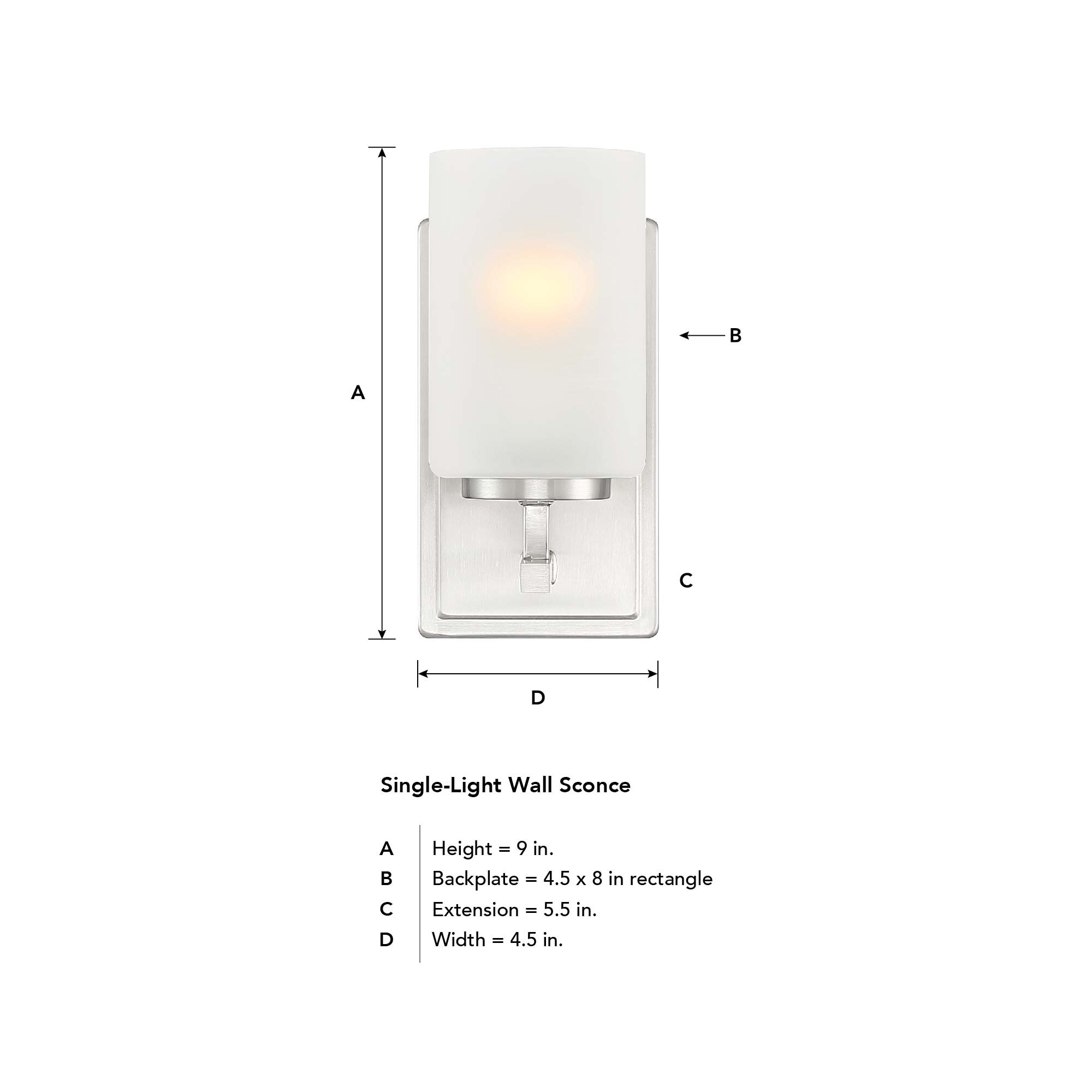 Carmine 9" Brushed Nickel Wall Sconce with Etched Glass Shade