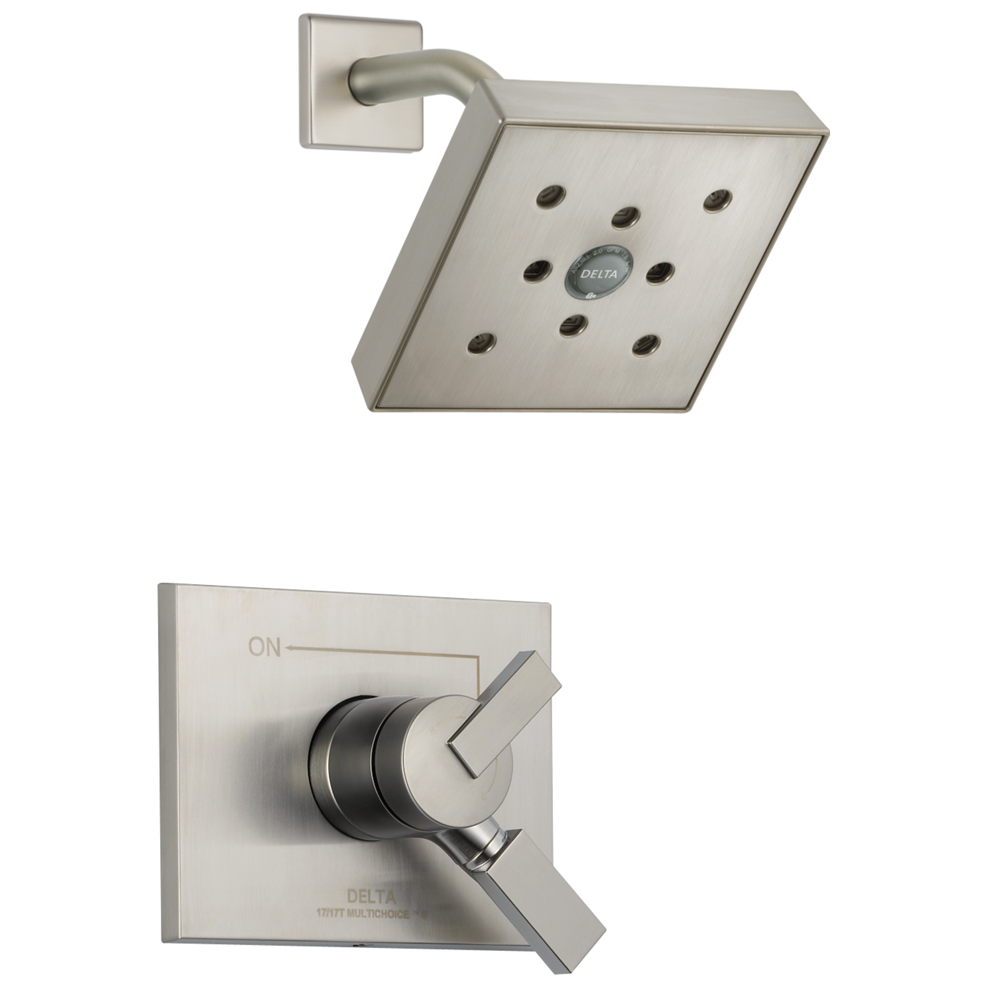 Delta T17253-SSH2O Vero Stainless 2-handle Single Function 6-in Square Shower Faucet