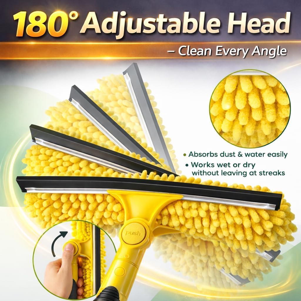 LILILIAN FMY Long Reach Window Squeegee with Telescoping Extension Pole ...