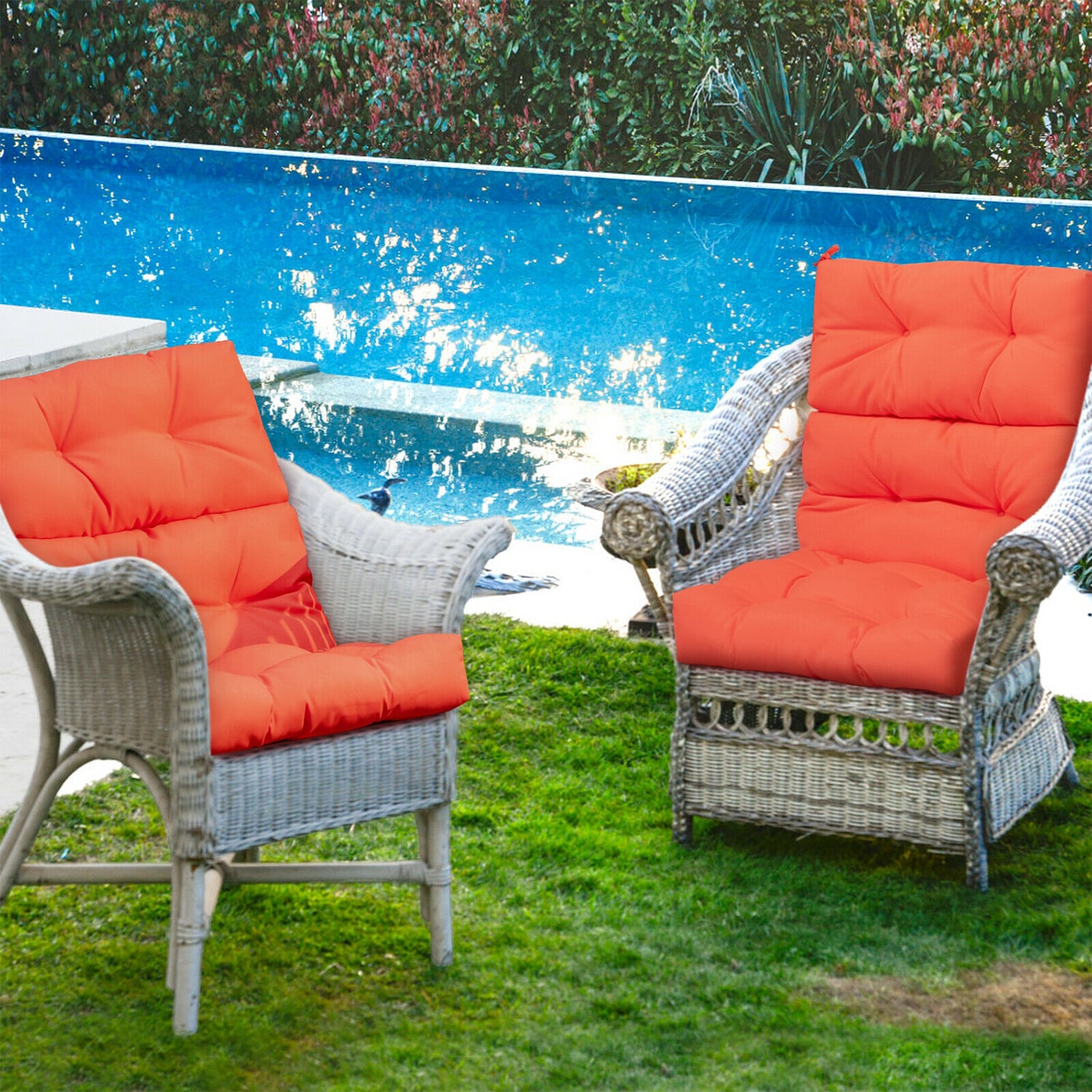 WELLFOR 20in x 22in Orange Patio Chair Cushion in the Patio Furniture Cushions department at