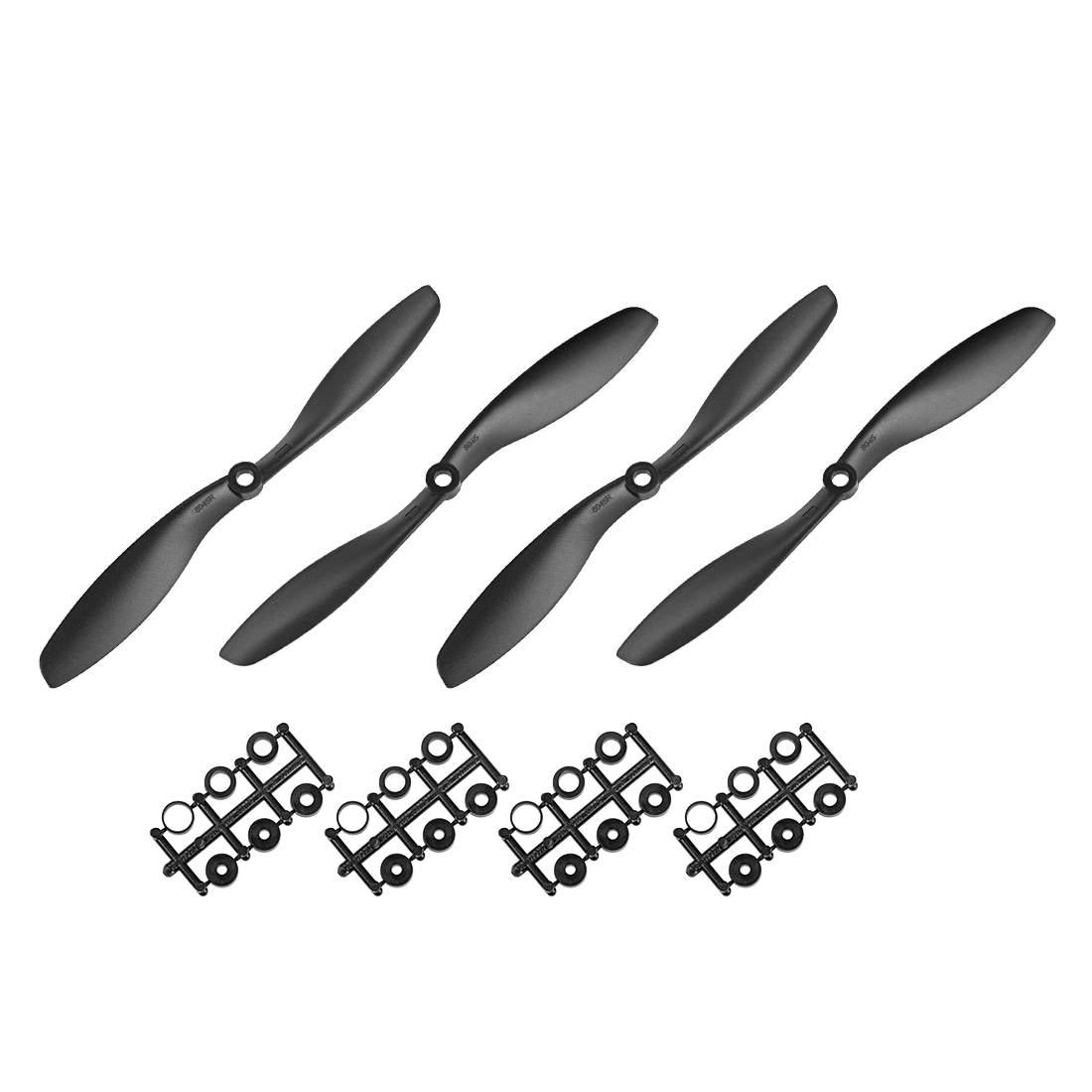 Unique Bargains 2 Pairs RC Propellers CW CCW 8045 8 x 4.5-Inch 2-Vane Fixed-Wing for Airplane Nylon Black 2 Pair with Adapter Rings