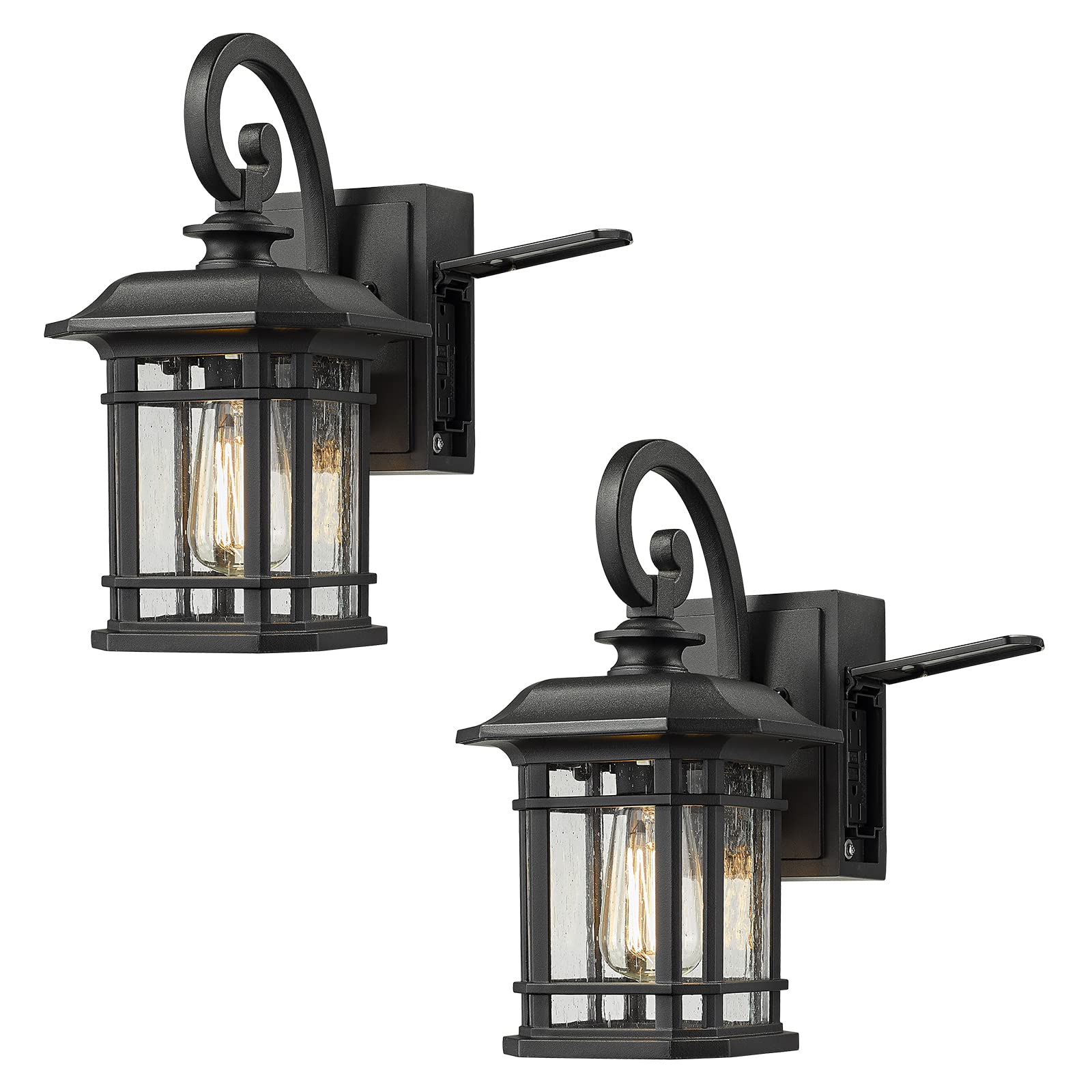 LTMATE LSZW40B-G-2PK BK JAZAVA 2 -Pack 1 -Light 13.3-in H Matte Black Hardwired Outdoor Wall Light