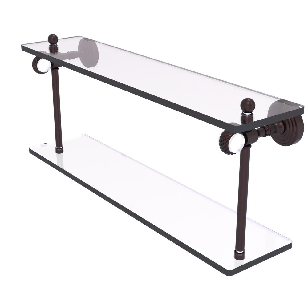 Allied Brass PG-2T-22-ABZ Pacific Grove Antique Bronze 2 -Tier Wall mount Bathroom Shelf ( 22-in x 9.3-in x 5-in )