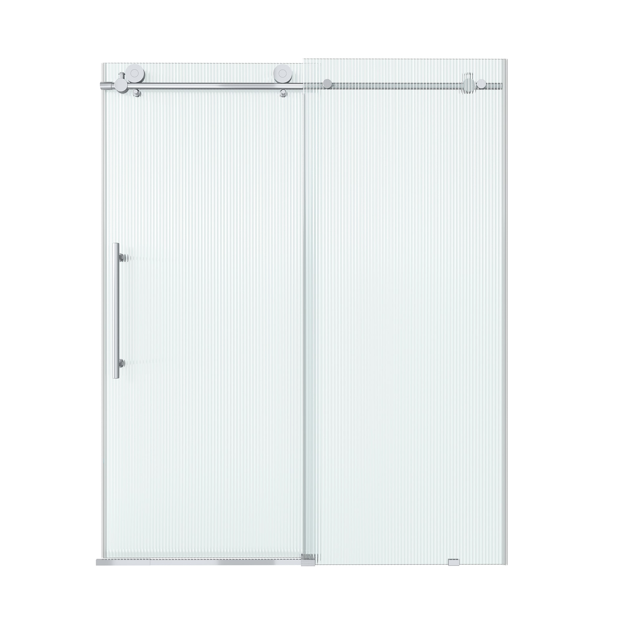 CASAINC CA13SE016076CH Chrome 59-in to 60-in W x 76-in H Frameless Fluted Glass Sliding Shower door