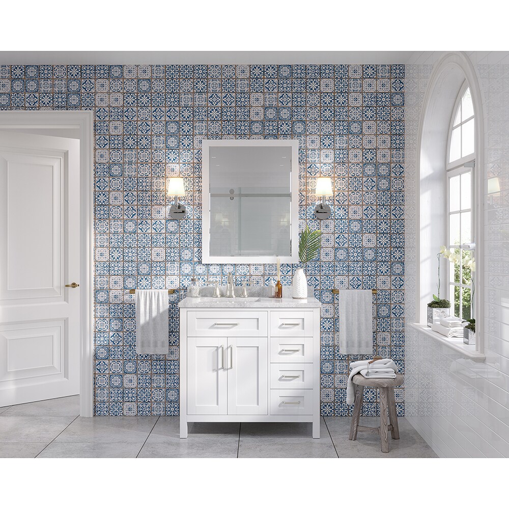 OVE Decors Tahoe 36-in White Undermount Single Sink Bathroom Vanity with White Carrara Natural Marble Top