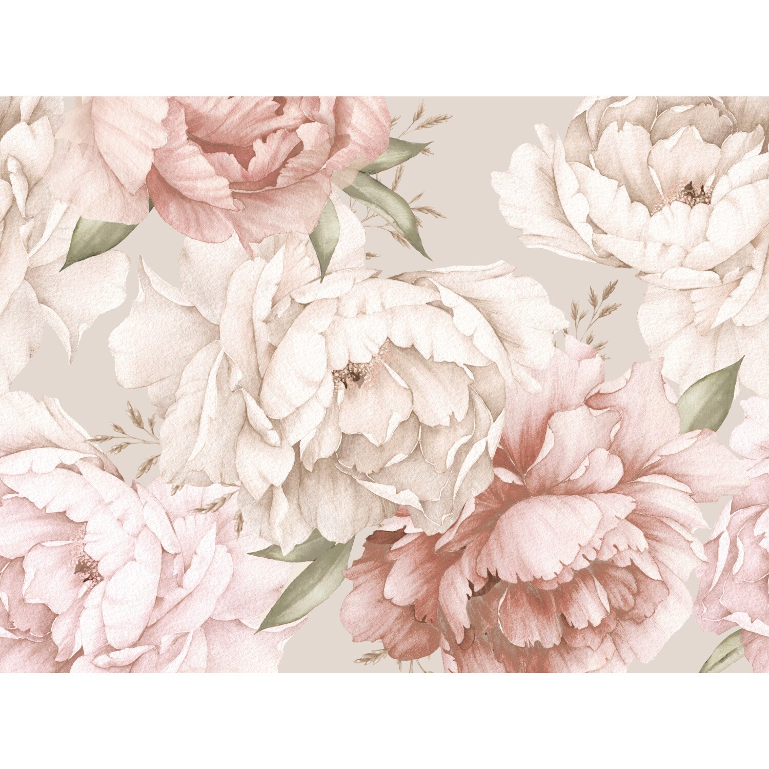 Pink and Cream Floral Peel and Stick Wallpaper Mural
