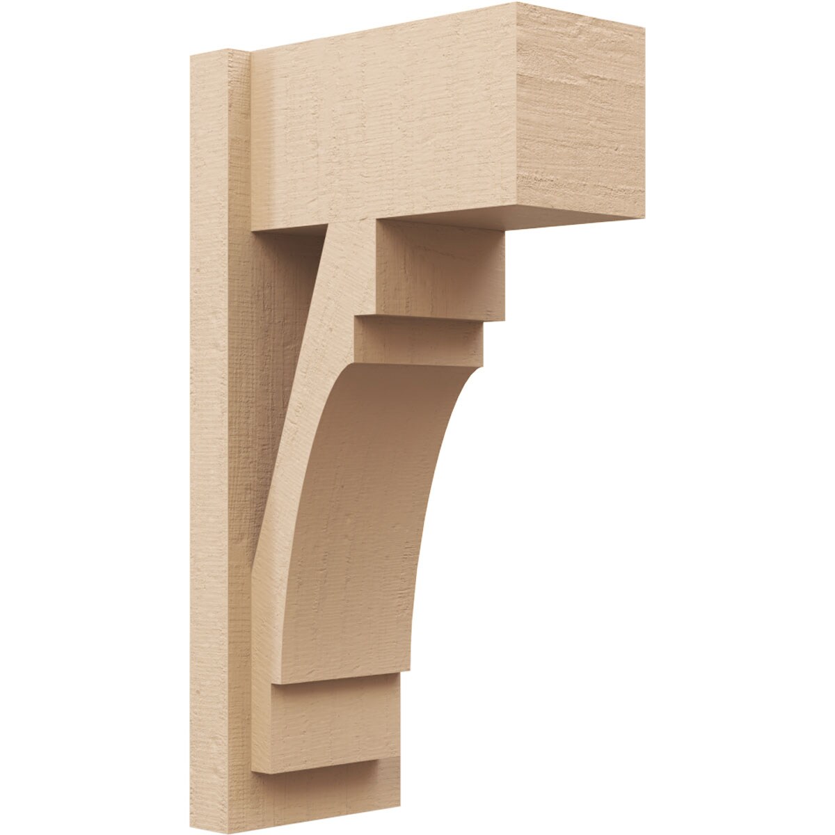 Ekena Millwork 2137023 Timberthane Rough Cedar Faux Wood Merced Block Outlooker 8-in W x 14-in D x 26-in H Primed Tan