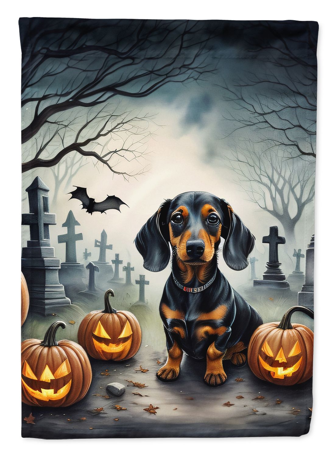 ROSMENA Halloween Dachshund Dog House Flag 28x40IN Double-Sided Polyester Decorative Sleeve Pole Flag for Outdoor Home Garden