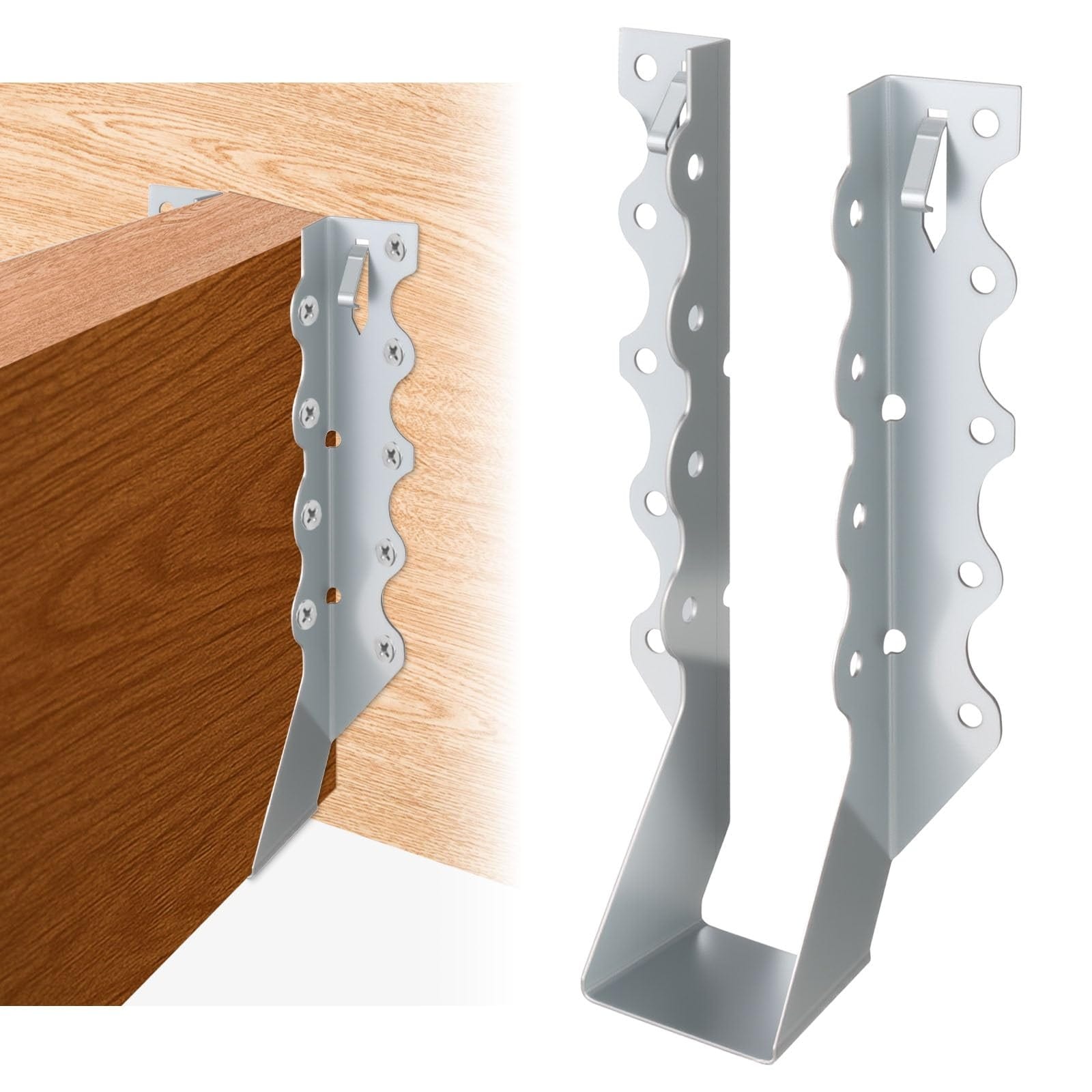 Phyfalip 50 Pack 2x8 Joist Hangers 20 Gauge Galvanized Steel Face Mount Rafter Brackets for Wood Deck Floor Ceiling Roof Framing Hurricane Ties #LPF0502Z13