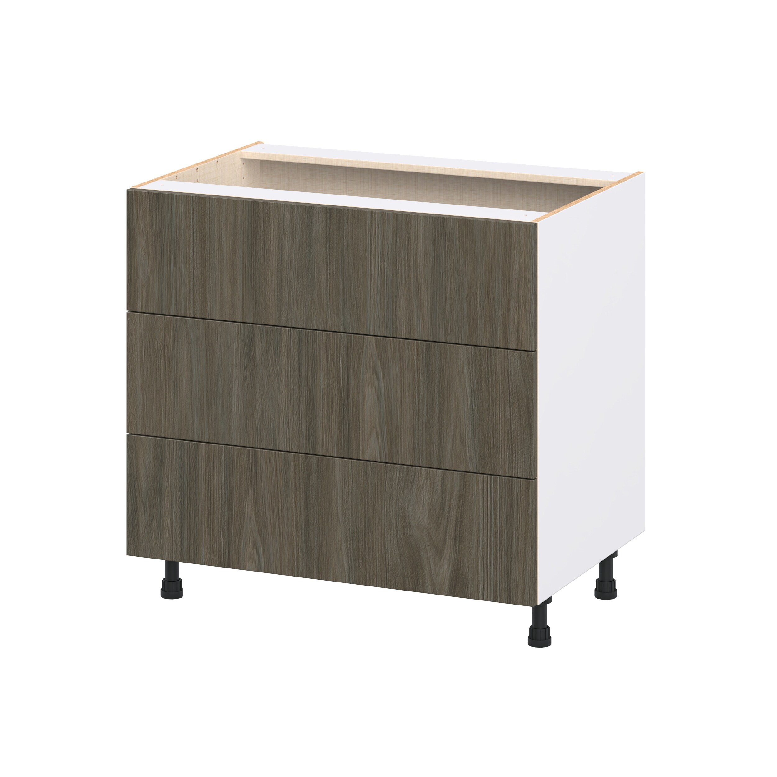 Hugo&Borg DSB3DA36-SA Savane 36-in W x 34.5-in H x 24.5-in D Burnt Walnut 3 -Drawers Drawer Base Fully assembled Cabinet Flat Panel Slab