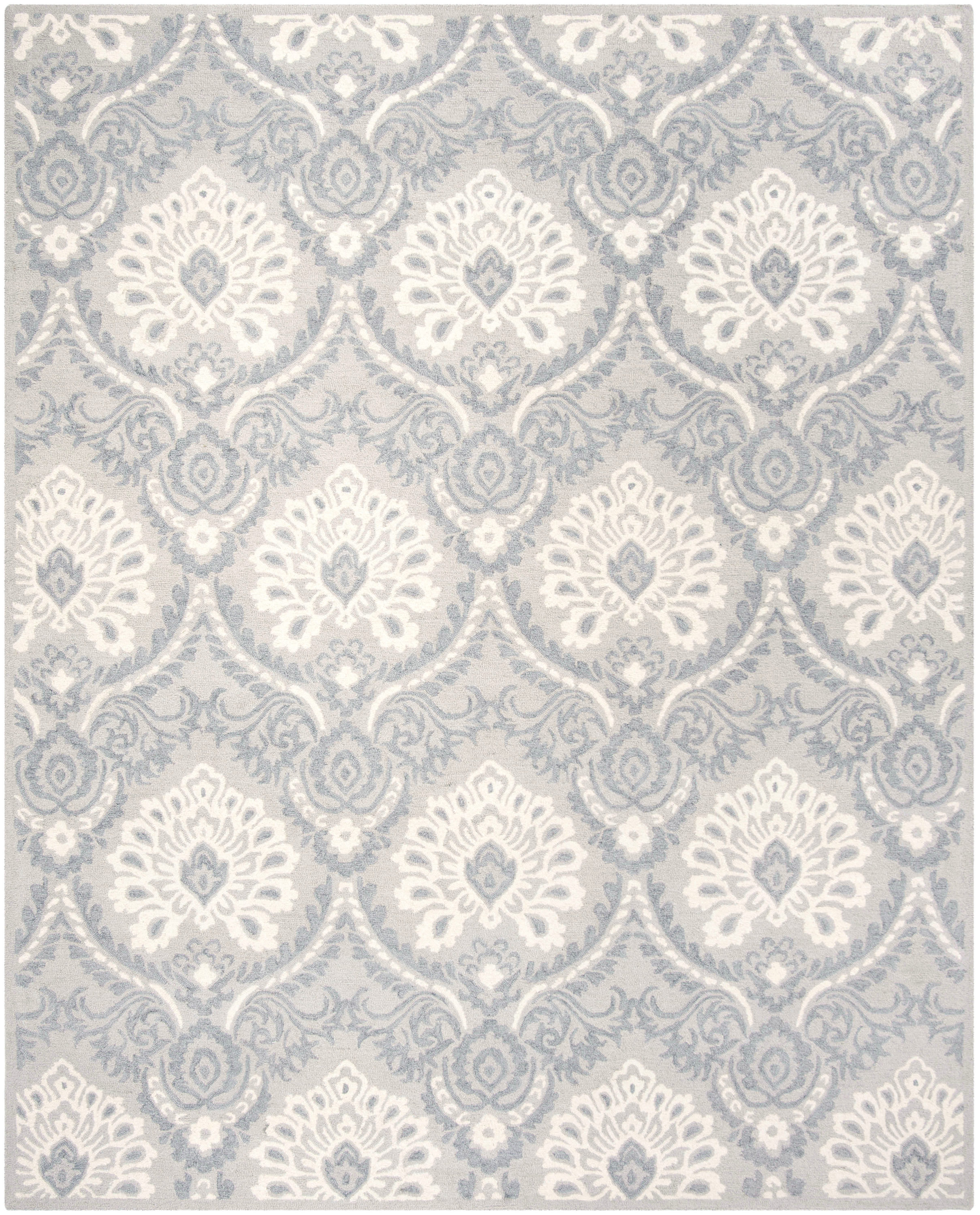 Safavieh BLM106A-8 Blossom Littie 8 x 10 (ft) Tufted Wool Light Gray/Ivory Rectangular Indoor Floral/Botanical Farmhouse/Cottage Area rug
