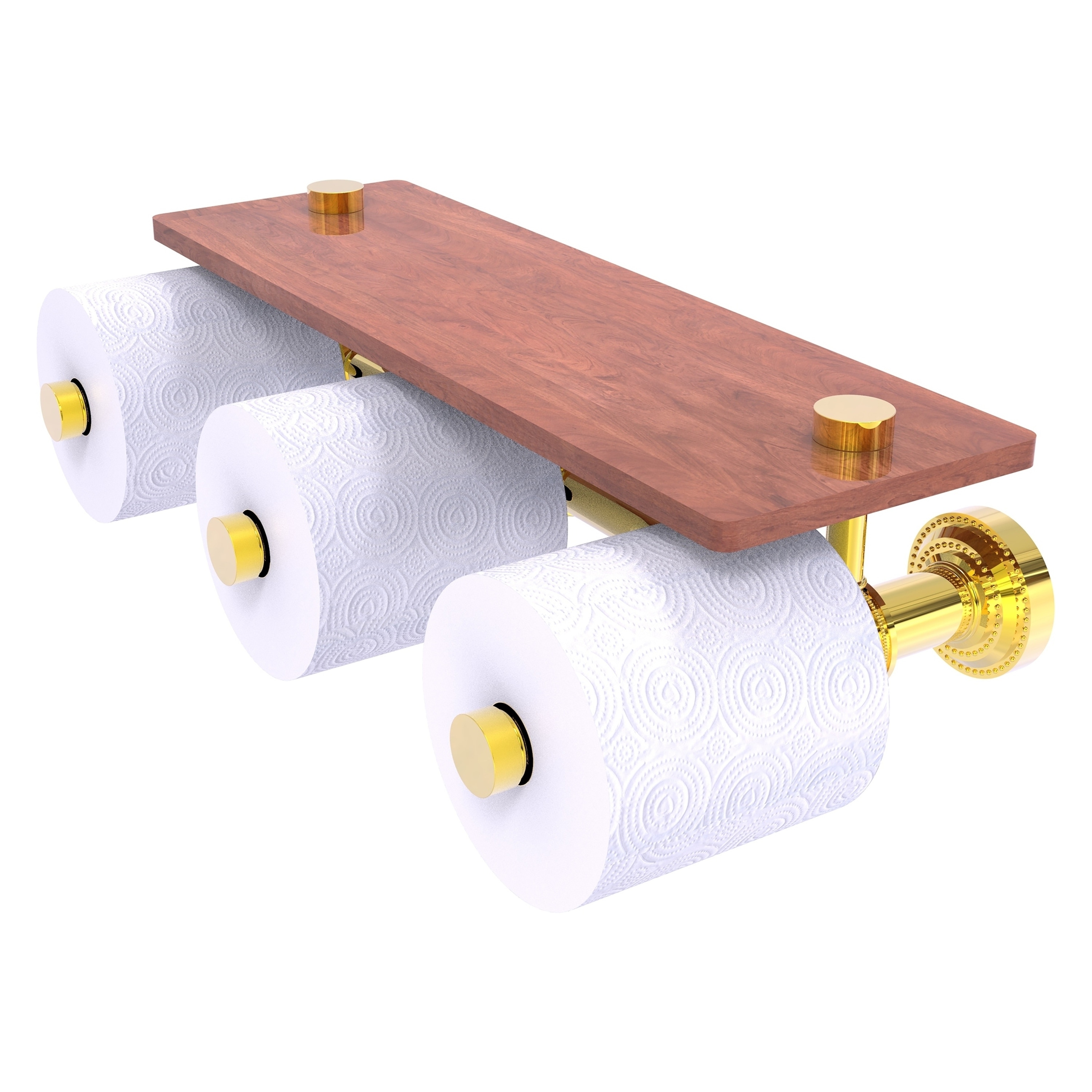 Allied Brass DT-35-3S-IRW-PB Dottingham Polished Brass Wall mount Double post Toilet Paper Holder 3 -Rolls