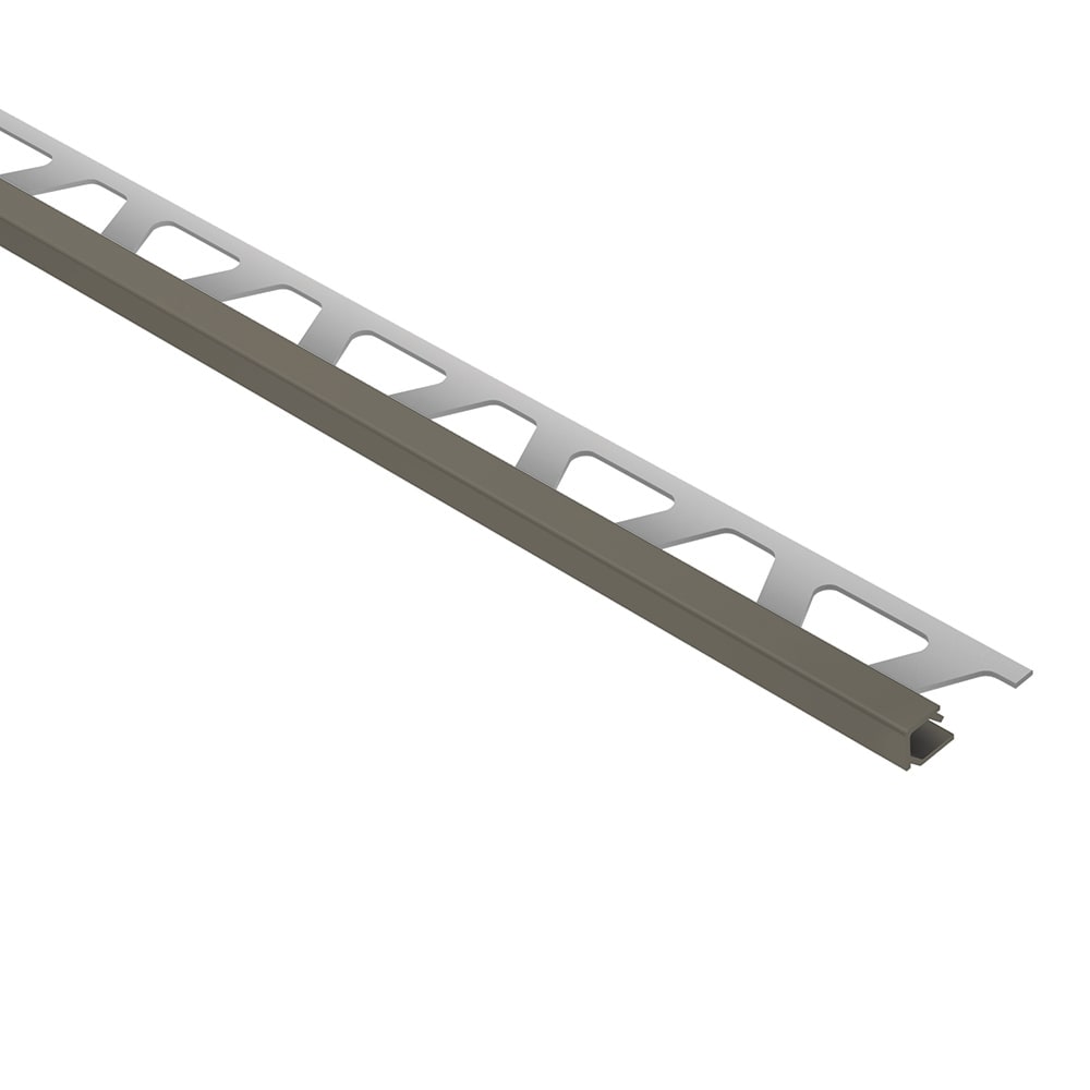 Schluter Systems Q100QG Quadec 0.375-in W x 98.5-in L Quartz grey color-coated aluminum Aluminum Square edge Tile Edge Trim