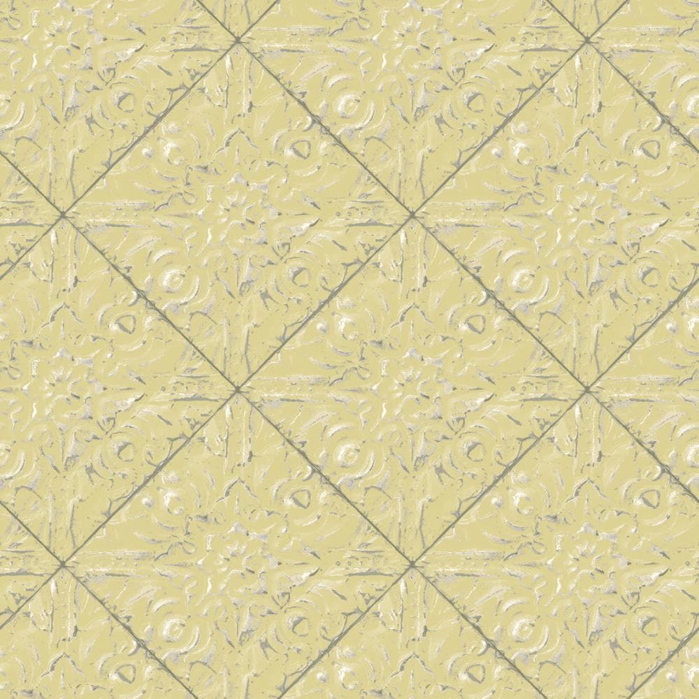 Chesapeake 3119-13093 Kindred 56.4-Sq. Feet Yellow Non-woven Tile Prepasted Water Activated Paste Wallpaper