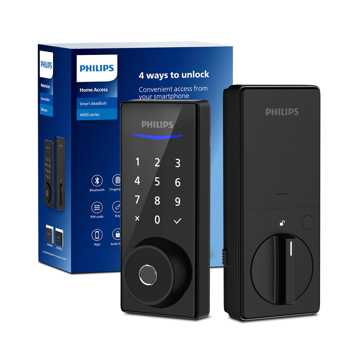 Philips DDL240X-1HBG-MB Matte Black Smart Lock Electronic Deadbolt with Wifi Bluetooth and Fingerprint Touchscreen Keypad