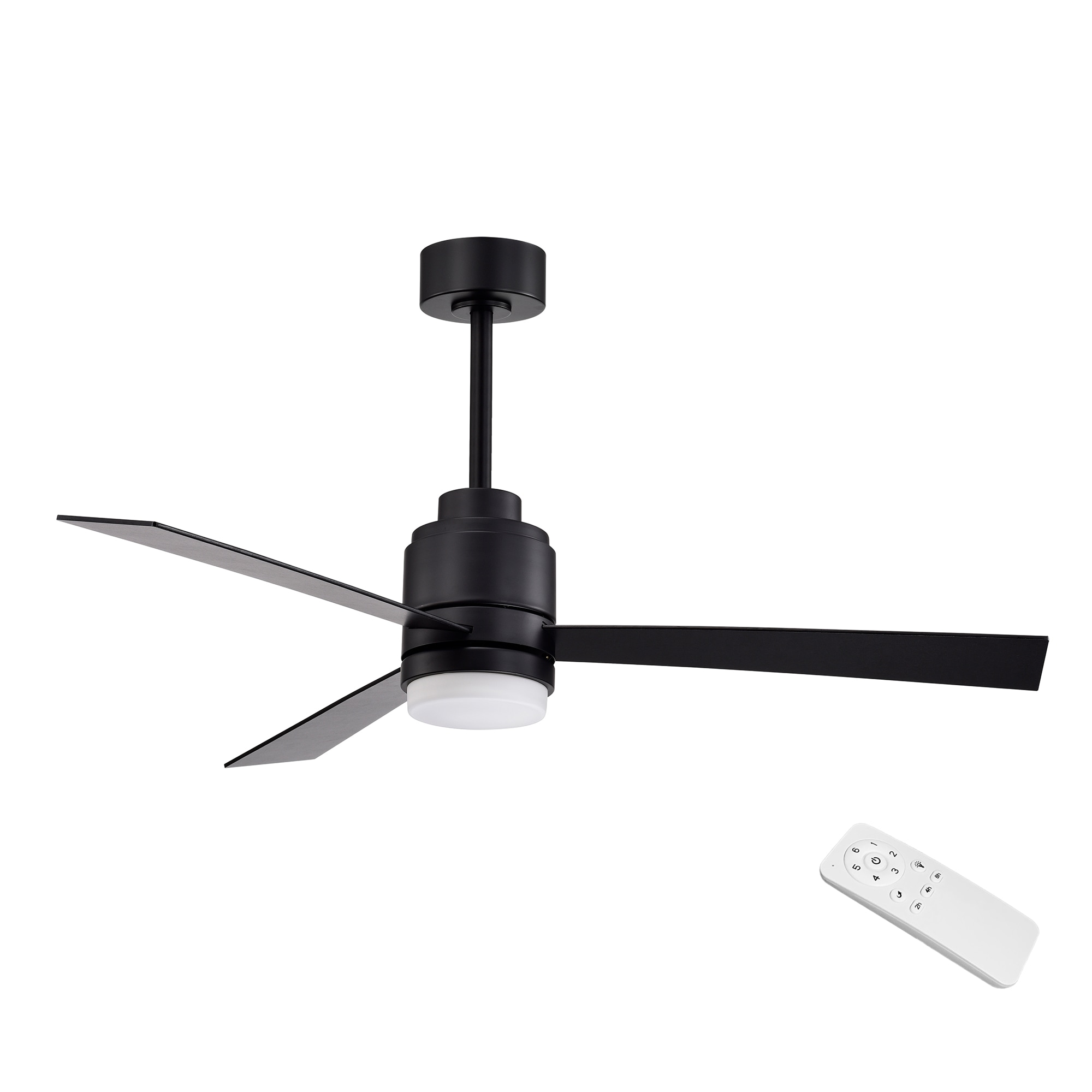 Edvivi FFG7885BK Lionel 52-in Integrated LED Black with Black Blades Ceiling Fan With Light - Remote Included ( 3 -Blade )