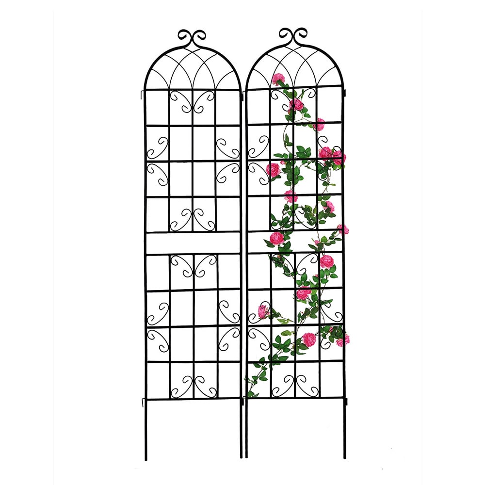 ZAKLOOP XU158681071 19.7-Inches W x 86.7-Inches H Black Iron Garden Trellis For Climbing Plants For Cucumbers For Roses