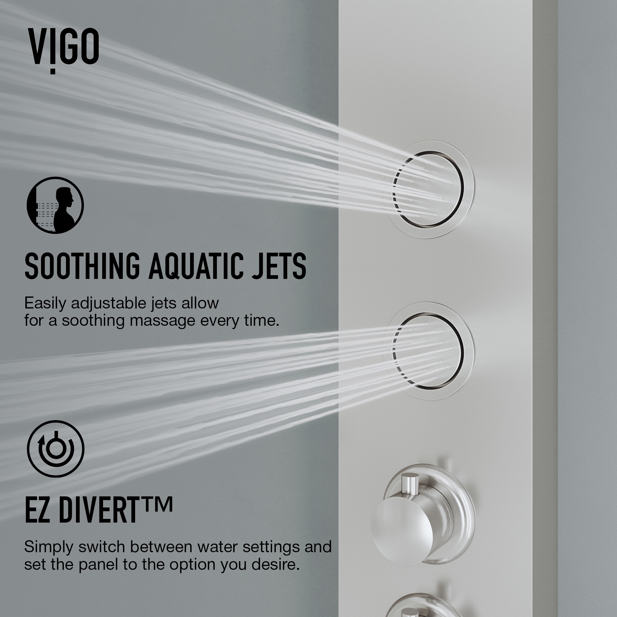 Bowery Stainless Steel 59" Shower Panel with Hand Shower and Jets