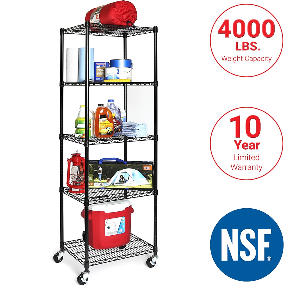 Seville Classics WEB607 Steel Heavy Duty 5 -Tier Utility shelving unit ( 24-in W x 18-in D x 72-in H ) ( Black , ( 800-lb lbs. Capacity Per Shelf )