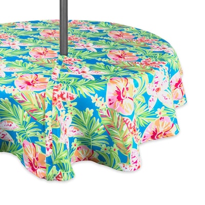 Dii Outdoor Tablecloth Summer Fl, 70 Round Tablecloth With Umbrella Hole And Zipper