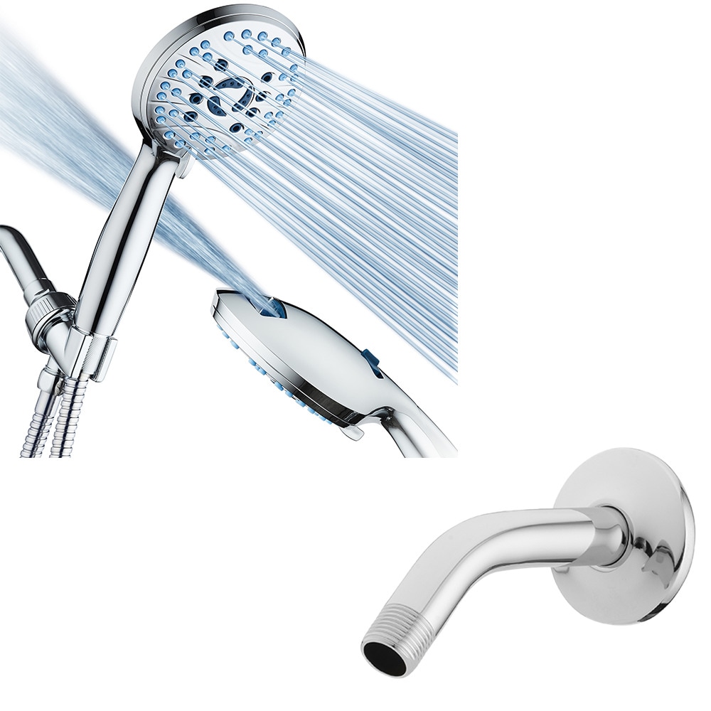 Shop AquaCare Chrome 4.2-in Round Handheld Shower Head with Shower Arm ...