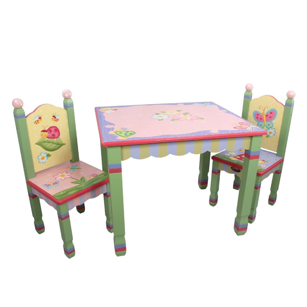 KIDS CHILDRENS PLASTIC GARDEN OR INSIDE TABLE AND 2 CHAIRS SET FOR BOYS OR GIRLS 
