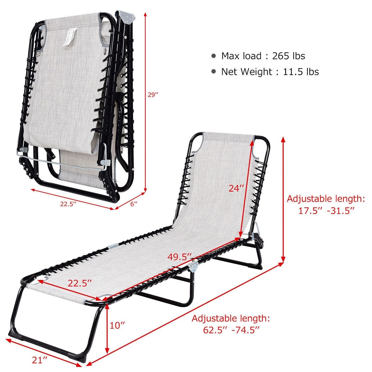 Wine Red Steel Frame Zero Gravity Lounger Set with Cushions