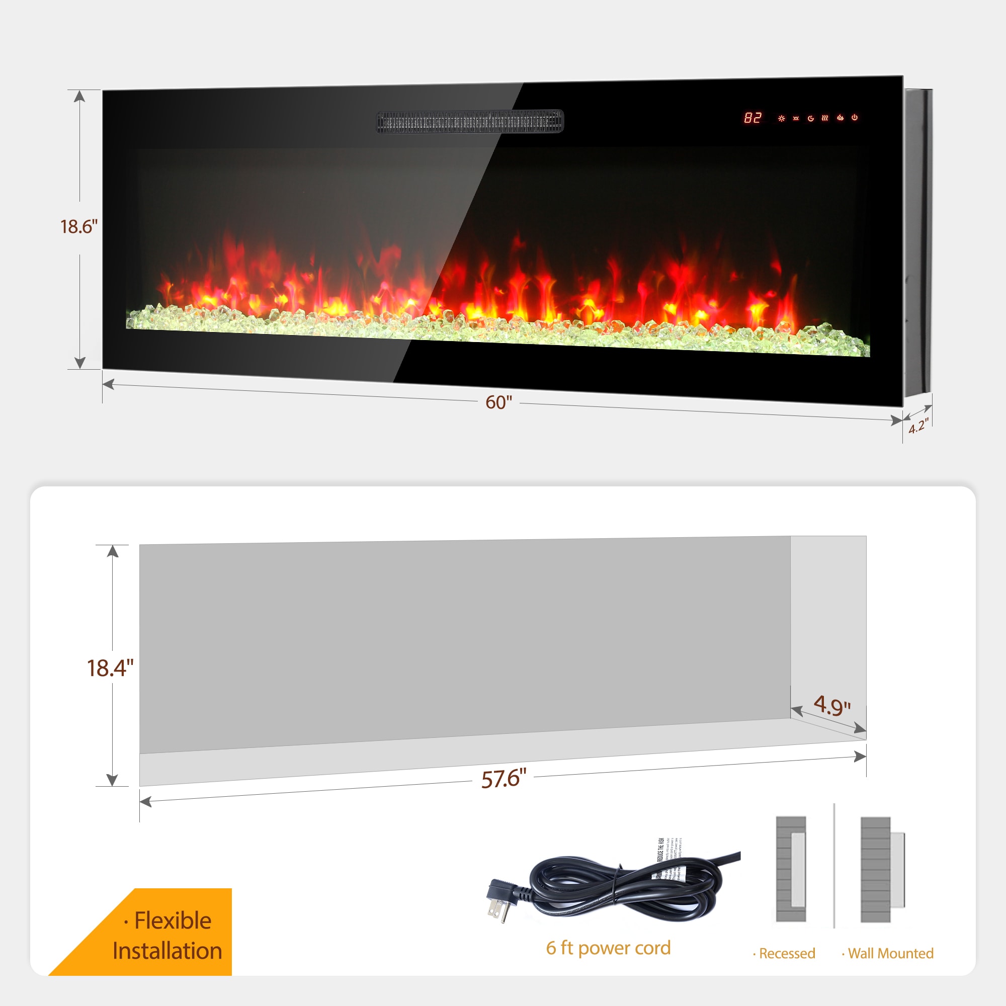 TATAHANCE XW1769TEF60BLK Electric-Fireplaces - View #3
