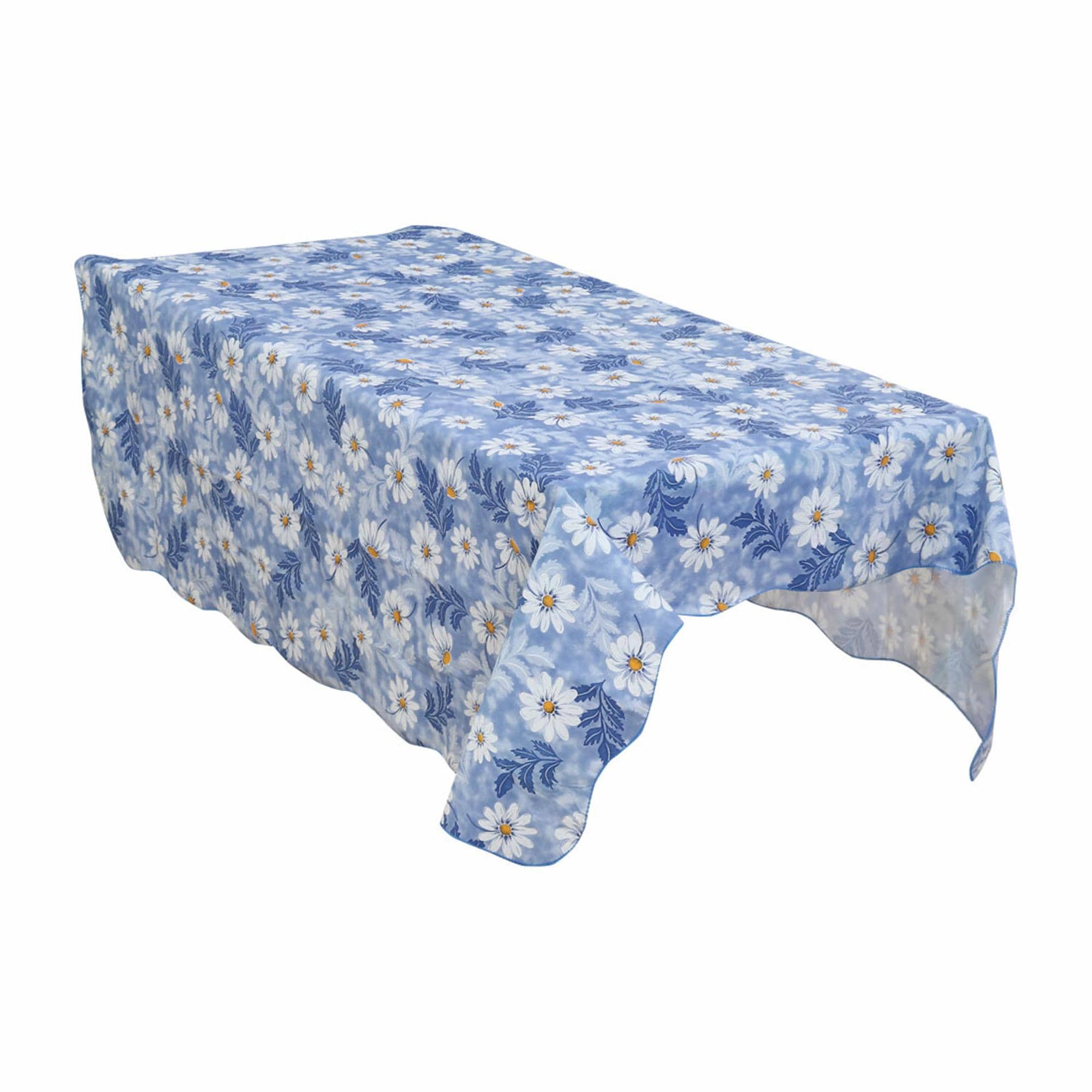 Unique Bargains Vinyl Flower Pattern Rectangle Tablecloth Cover Water Oil 71 x 54 Inch for Wedding Party Blue #S26011200UX3891