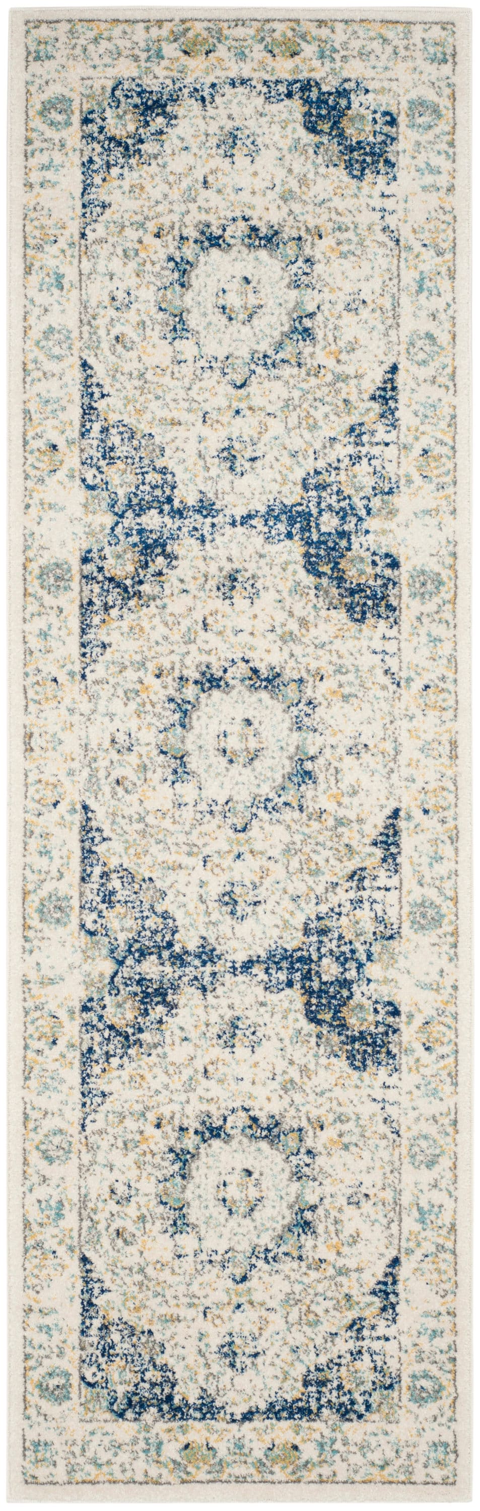 Safavieh EVK220C-219 Evoke Savoy 2 x 19 (ft) Loomed Synthetic Ivory/Blue Rectangular Indoor Floral/Botanical Vintage Runner rug